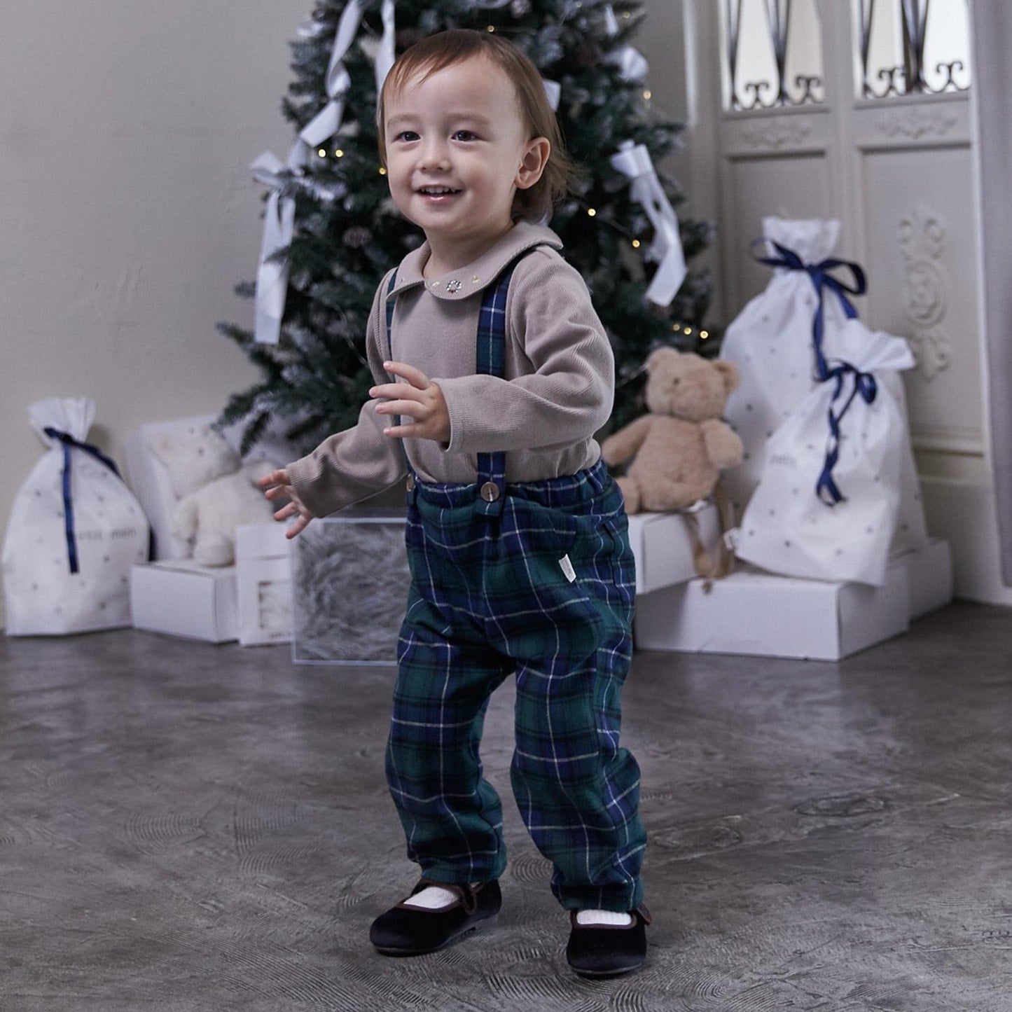 帶領長袖T恤+帶揹帶褲套裝