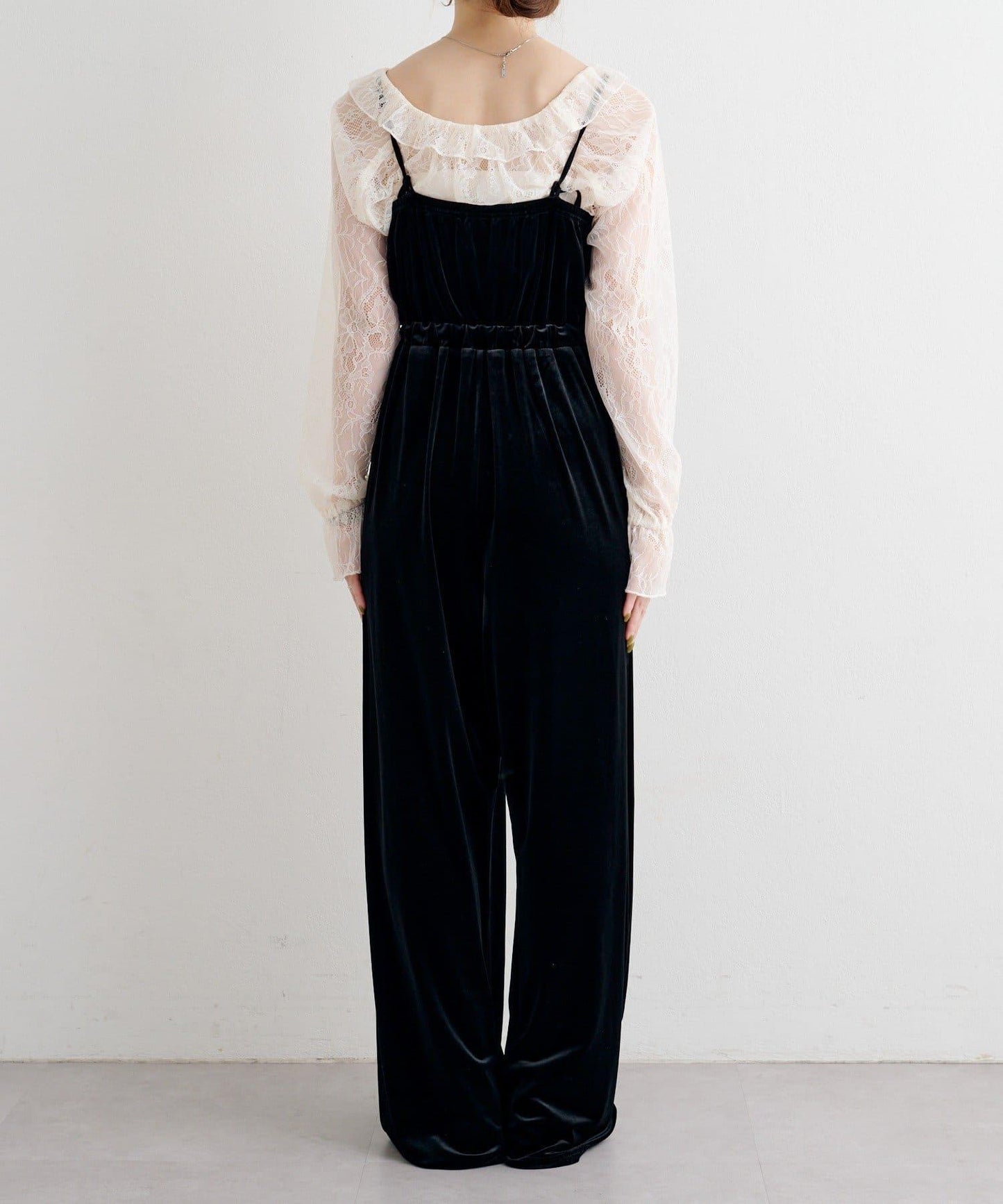 B 蕾絲上衣套裝天鵝絨連體褲