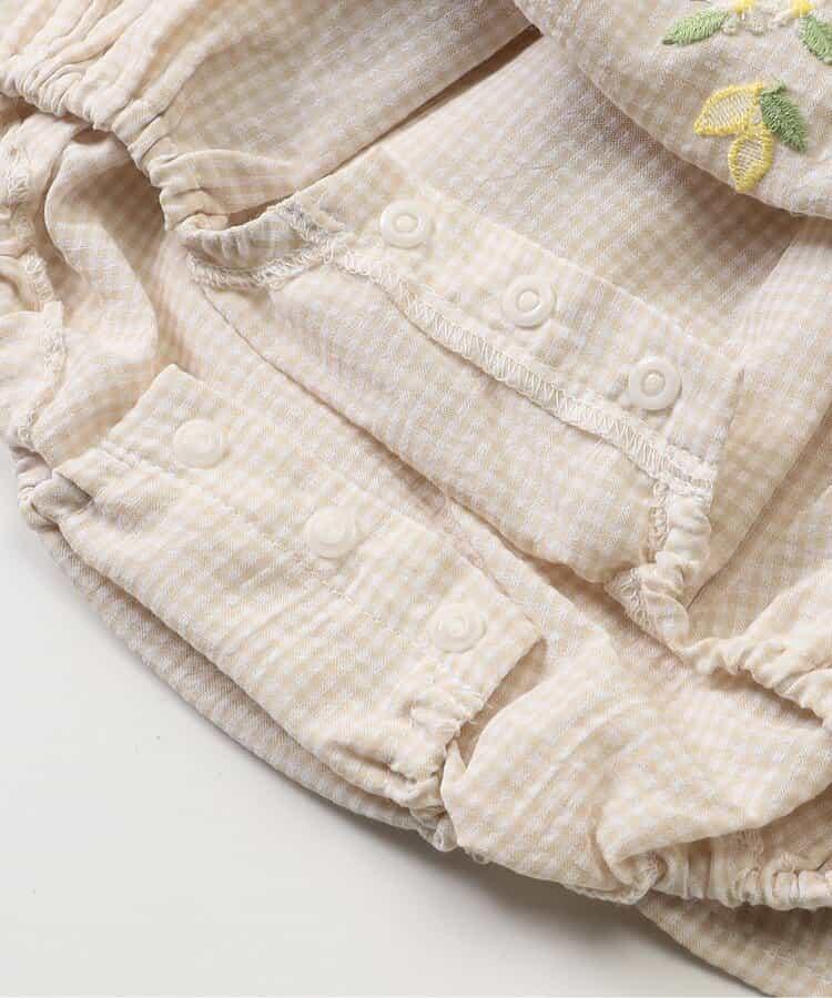 水果刺繡褶皺設計連體衣