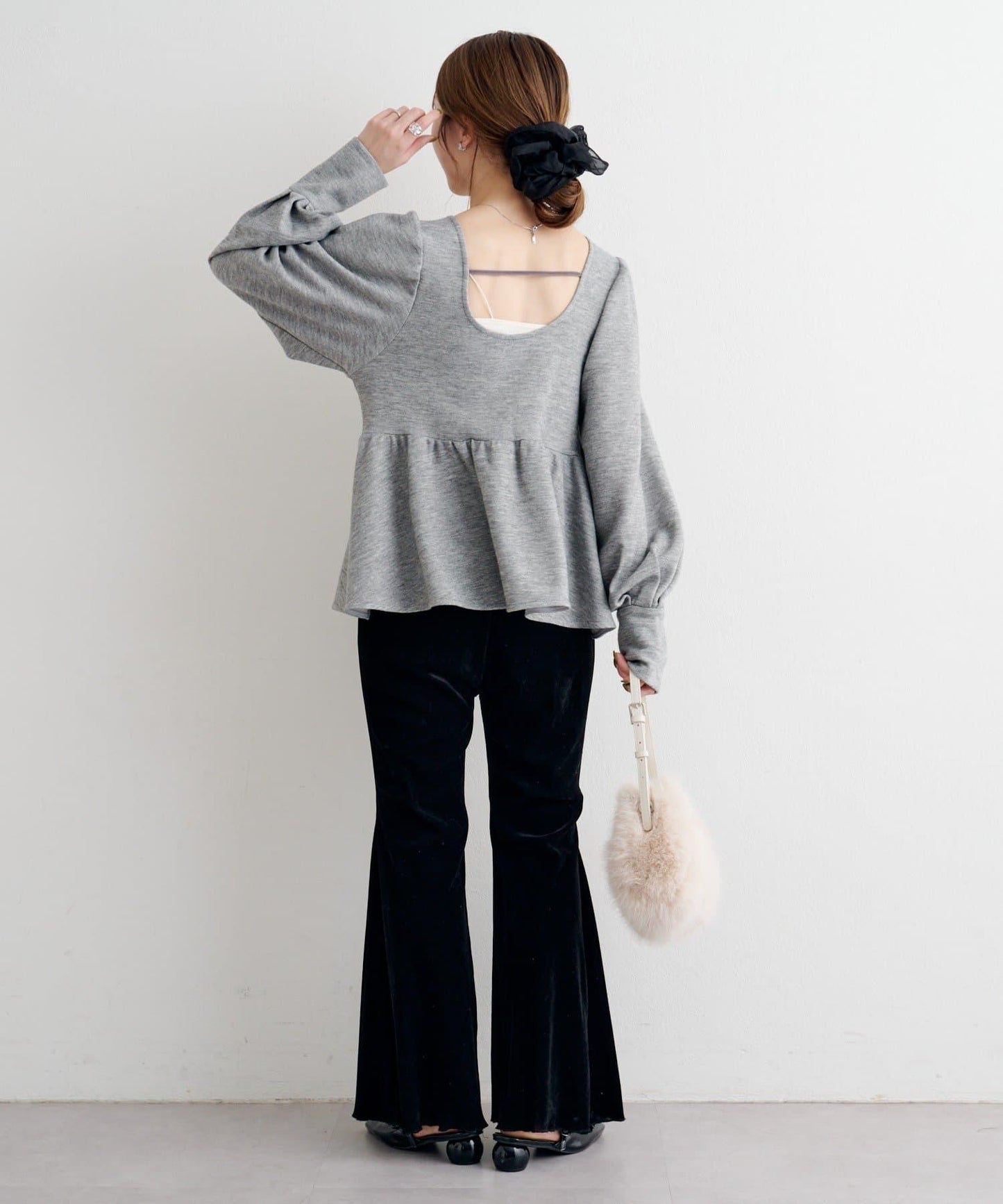 【套裝可搭配】B 針織風衛衣荷葉邊上衣