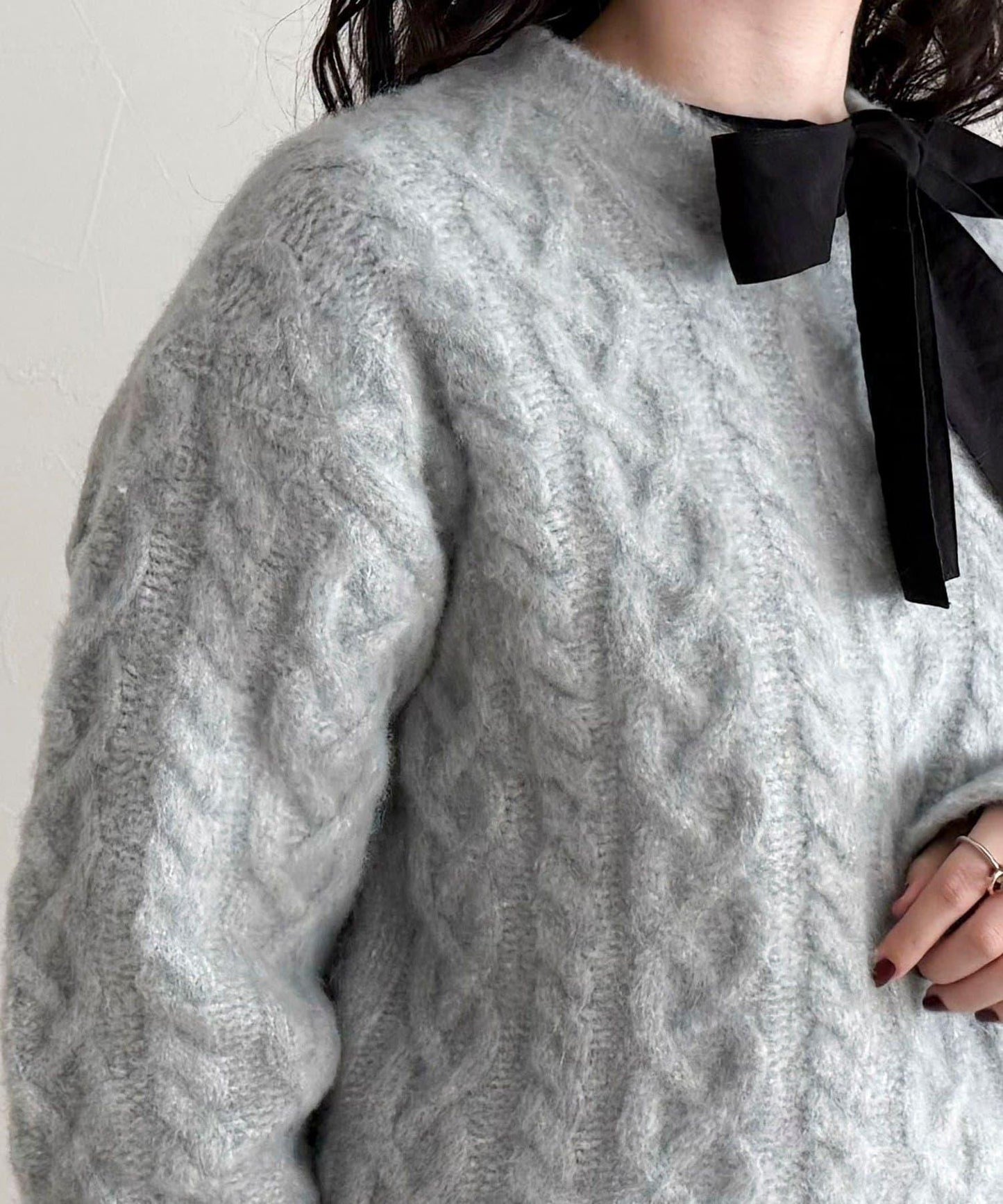 蓬鬆花紋針織套頭衫