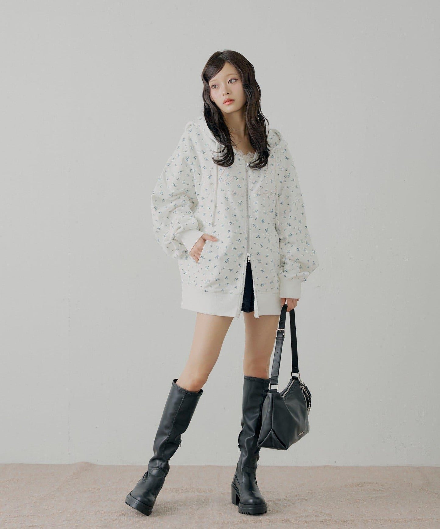 花卉圖案寬鬆衛衣