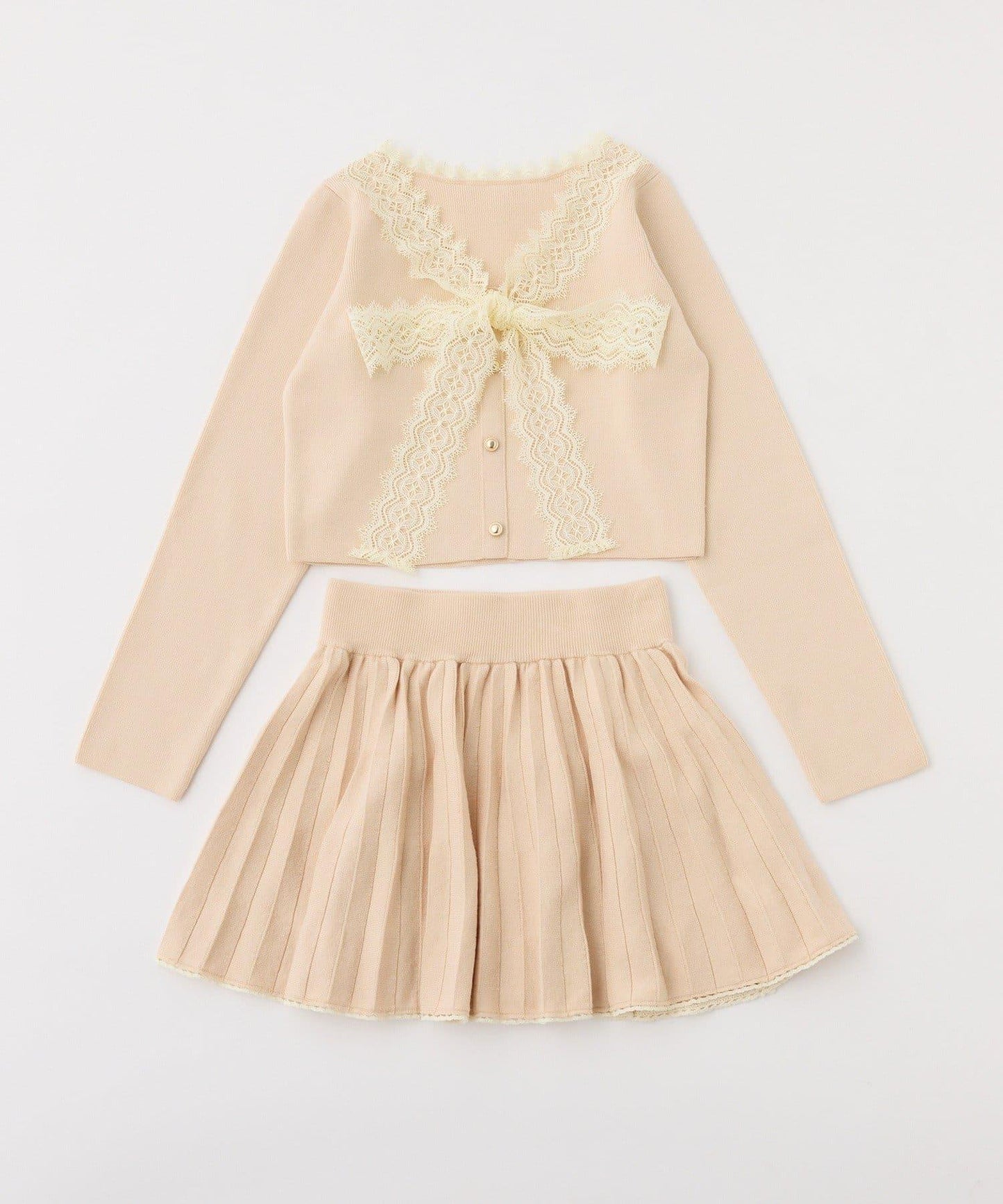 蕾絲蝴蝶結套裝針織衫