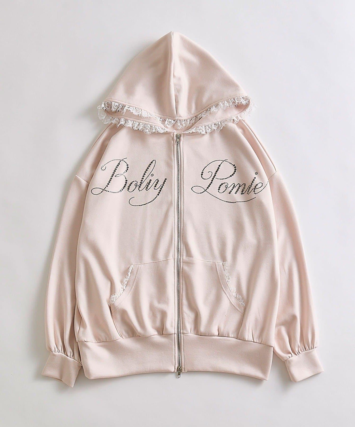 帶標誌蕾絲連帽衫