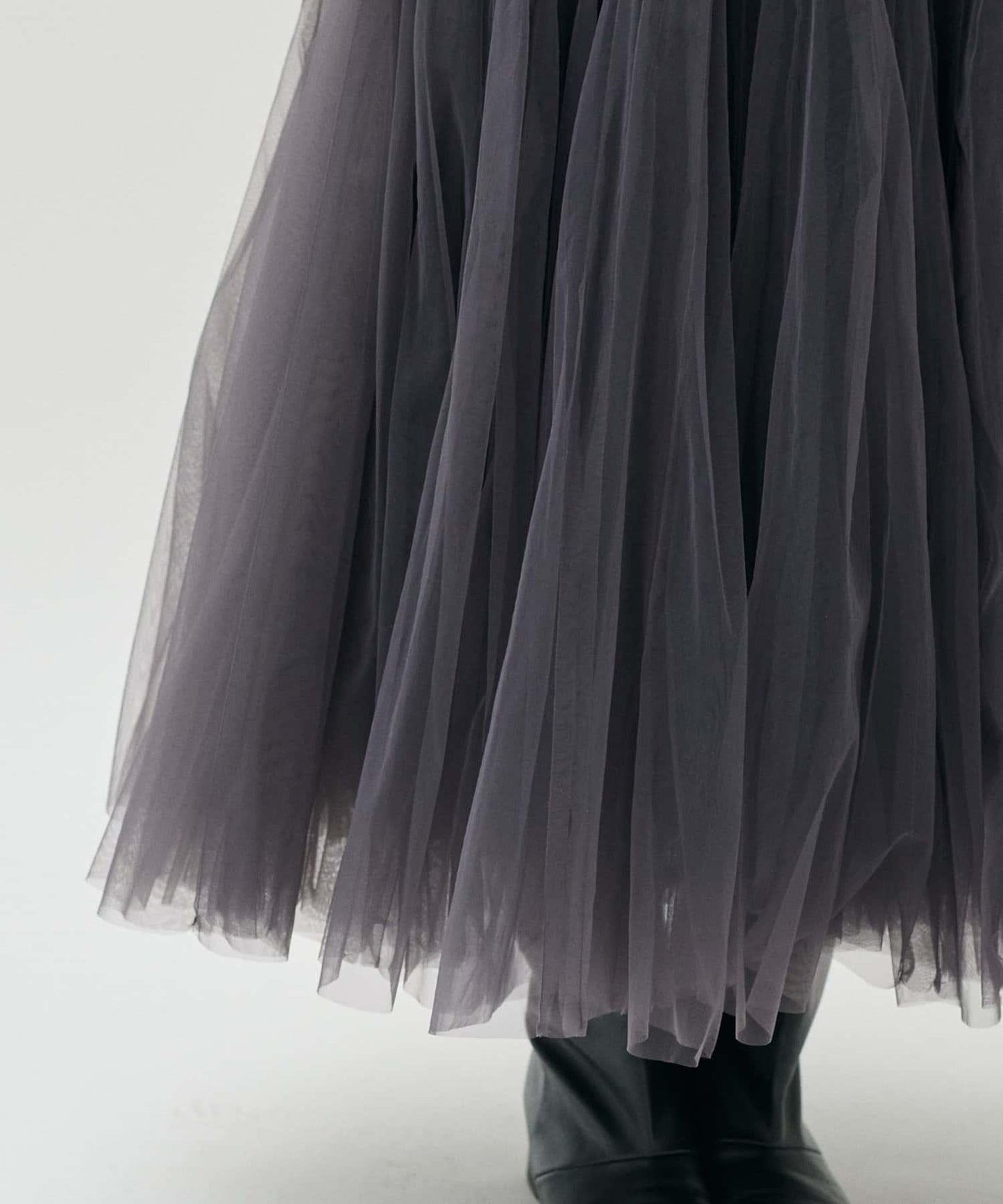 雙層褶皺蓬鬆網紗裙