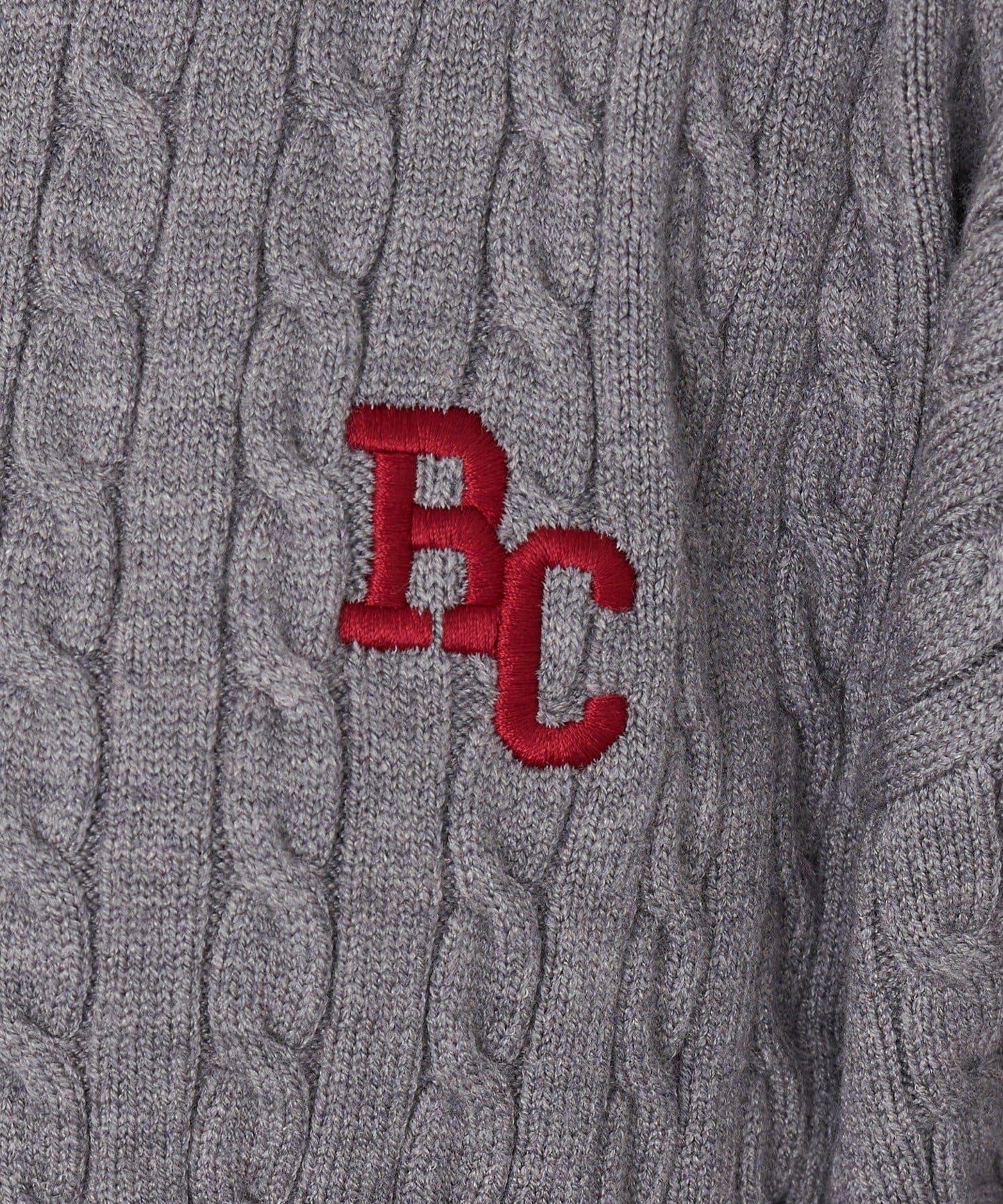 麻花紋胸部刺繡連帽衛衣