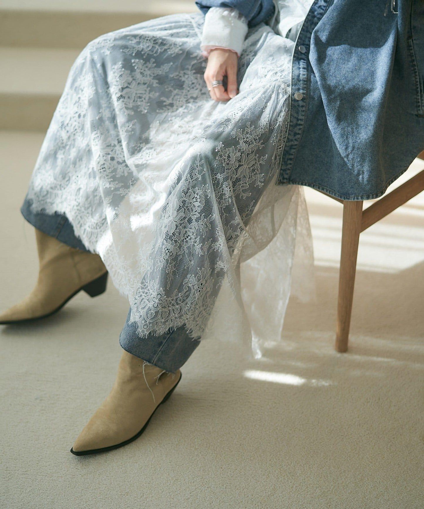 【2026SS】鬍鬚蕾絲層疊半身裙