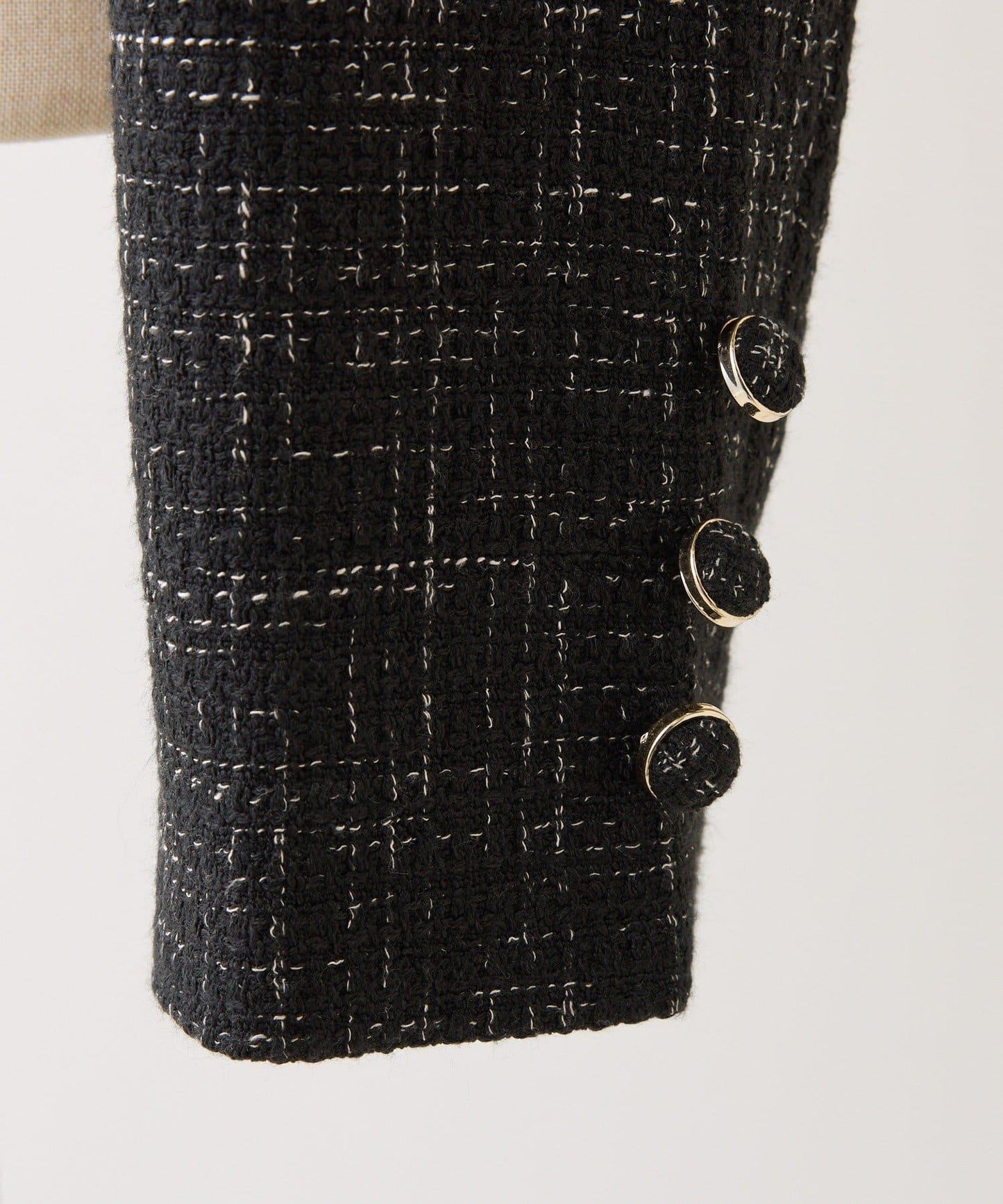 側邊腰帶粗花呢短款夾克