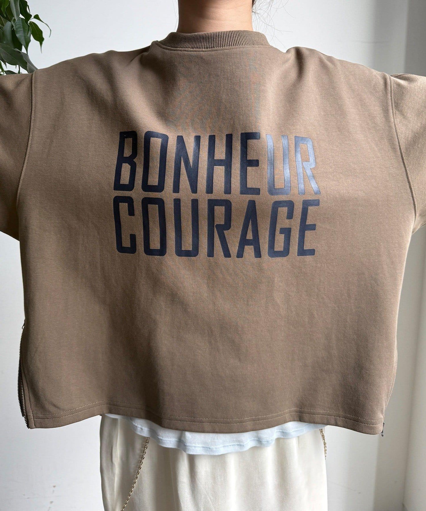 針織面料拉鍊標誌套頭衫