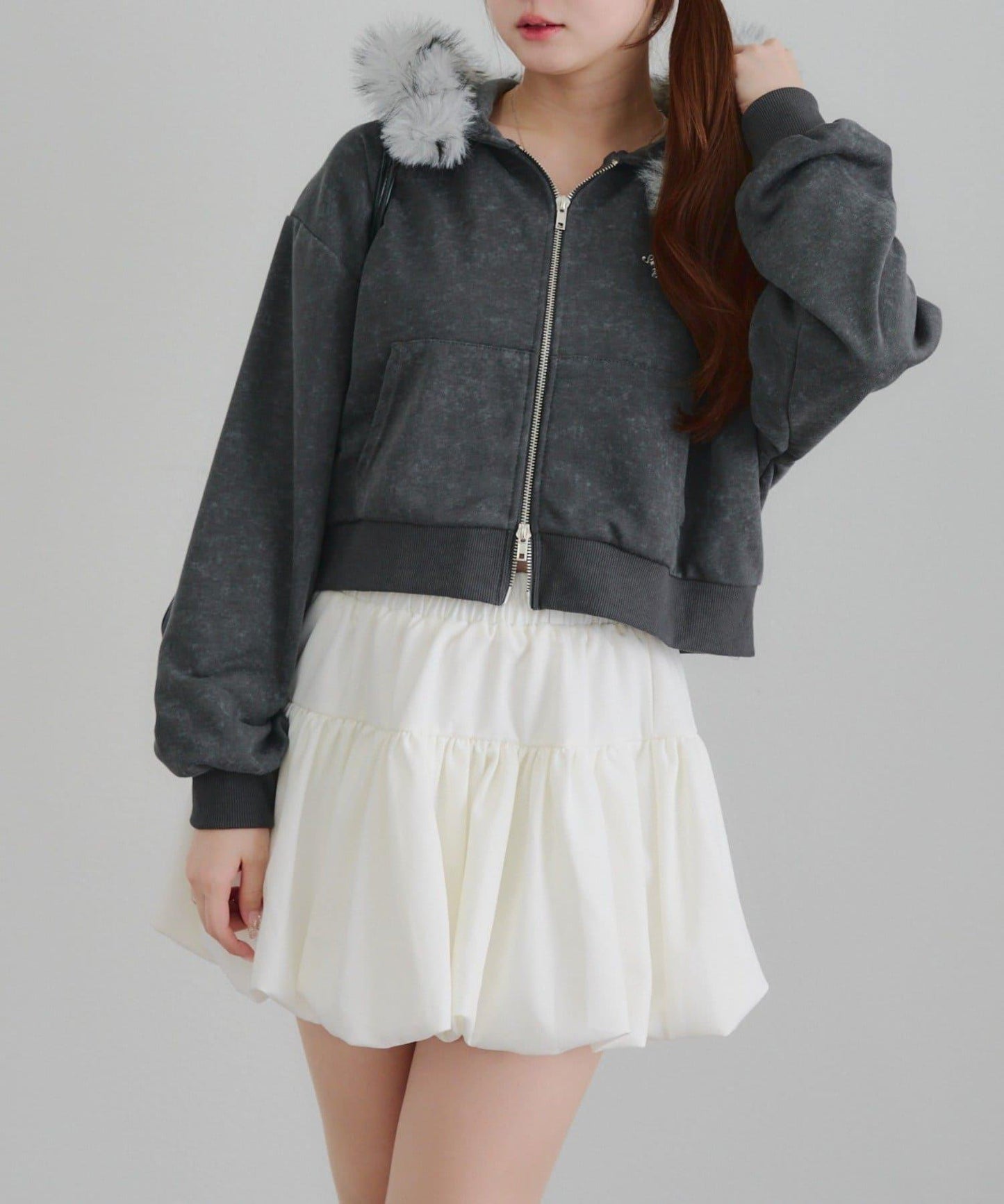 【SETUP】水鑽標誌可拆卸毛絨連帽衛衣