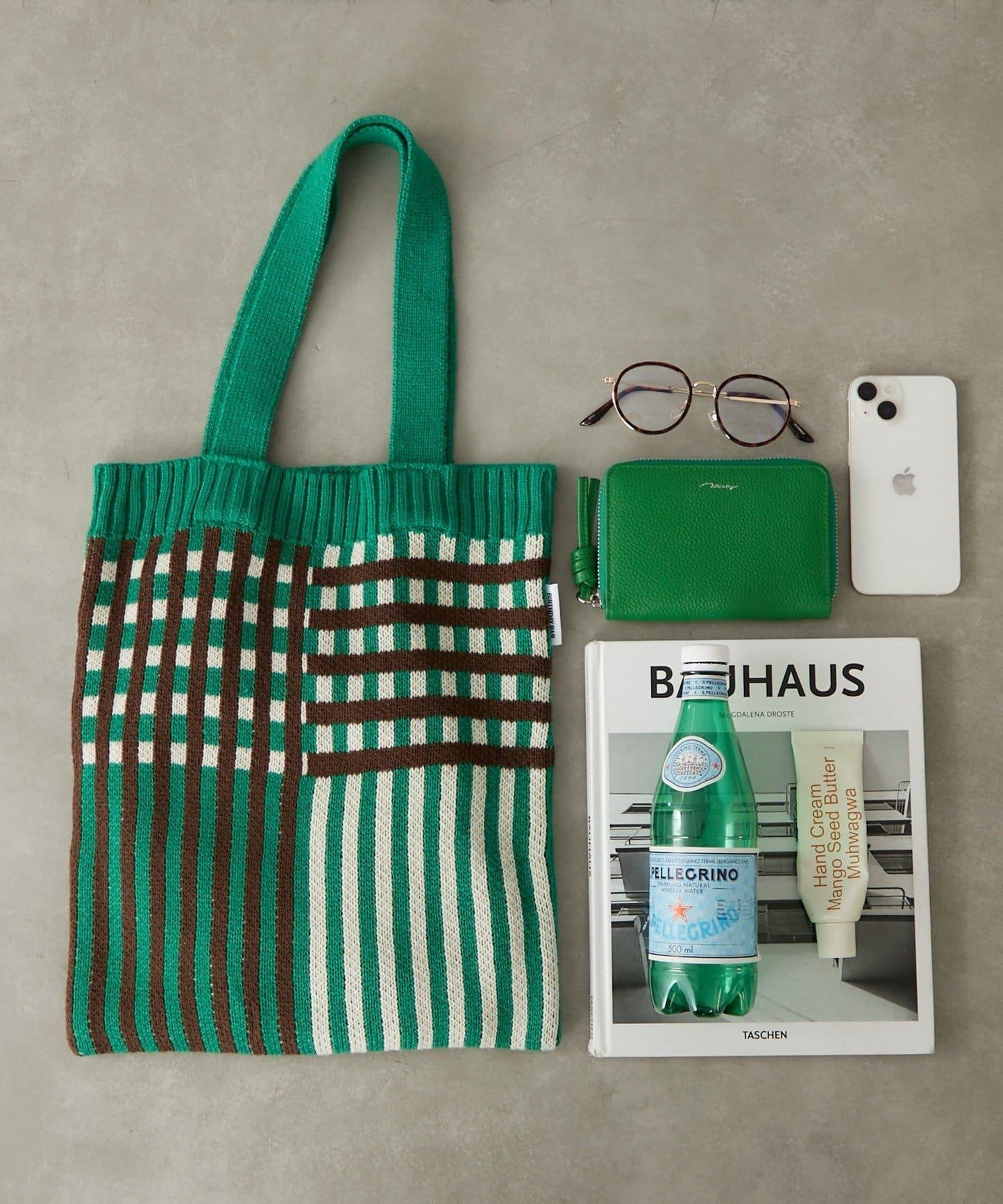 針織格紋寬版手提包