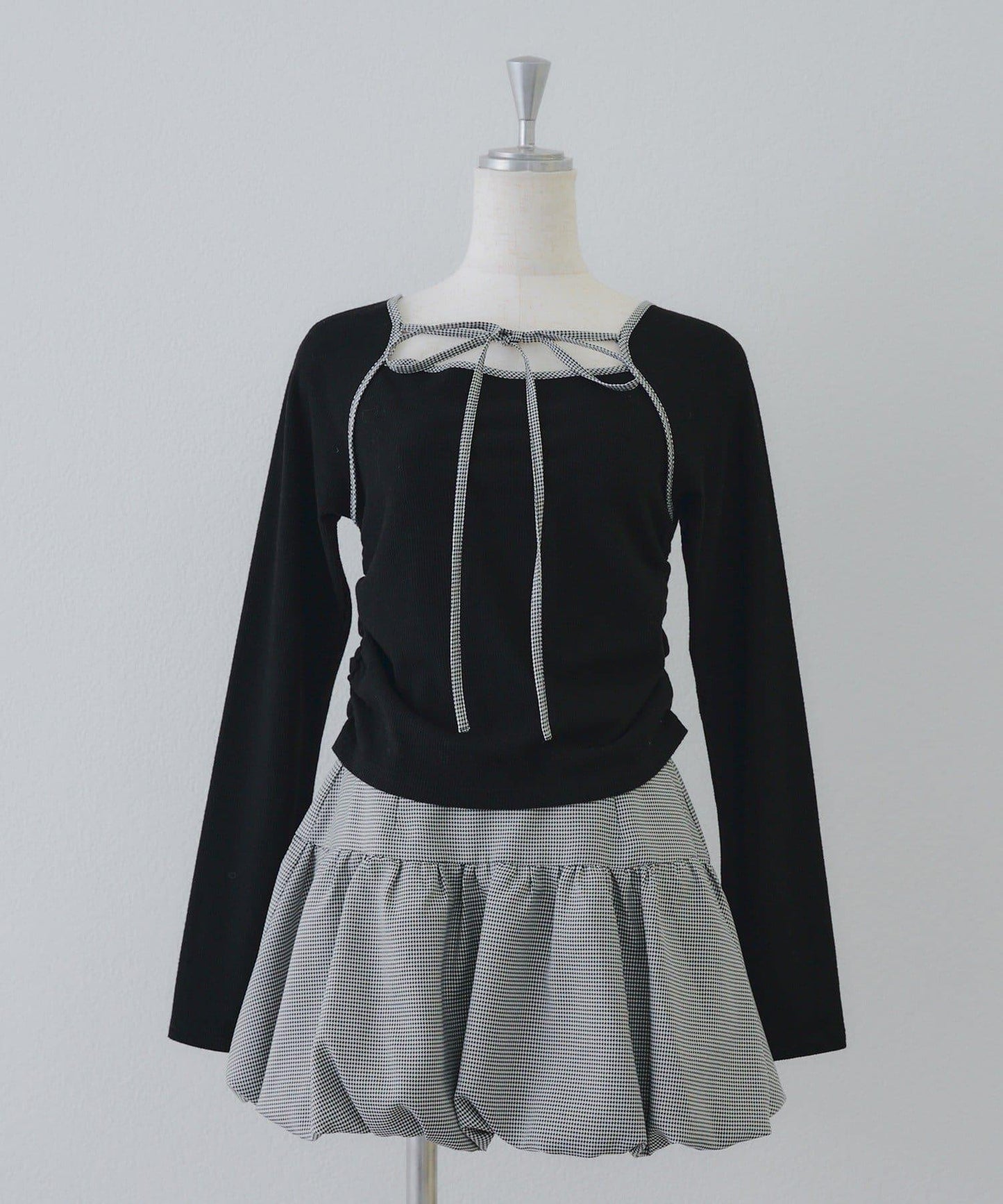 【2026春夏】多穿法上衣+泡泡迷你裙套裝