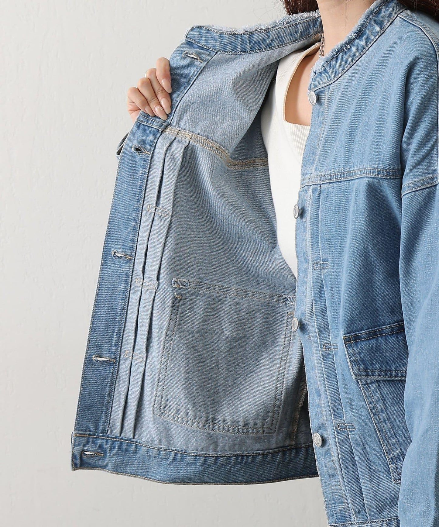 12.5盎司無領牛仔夾克