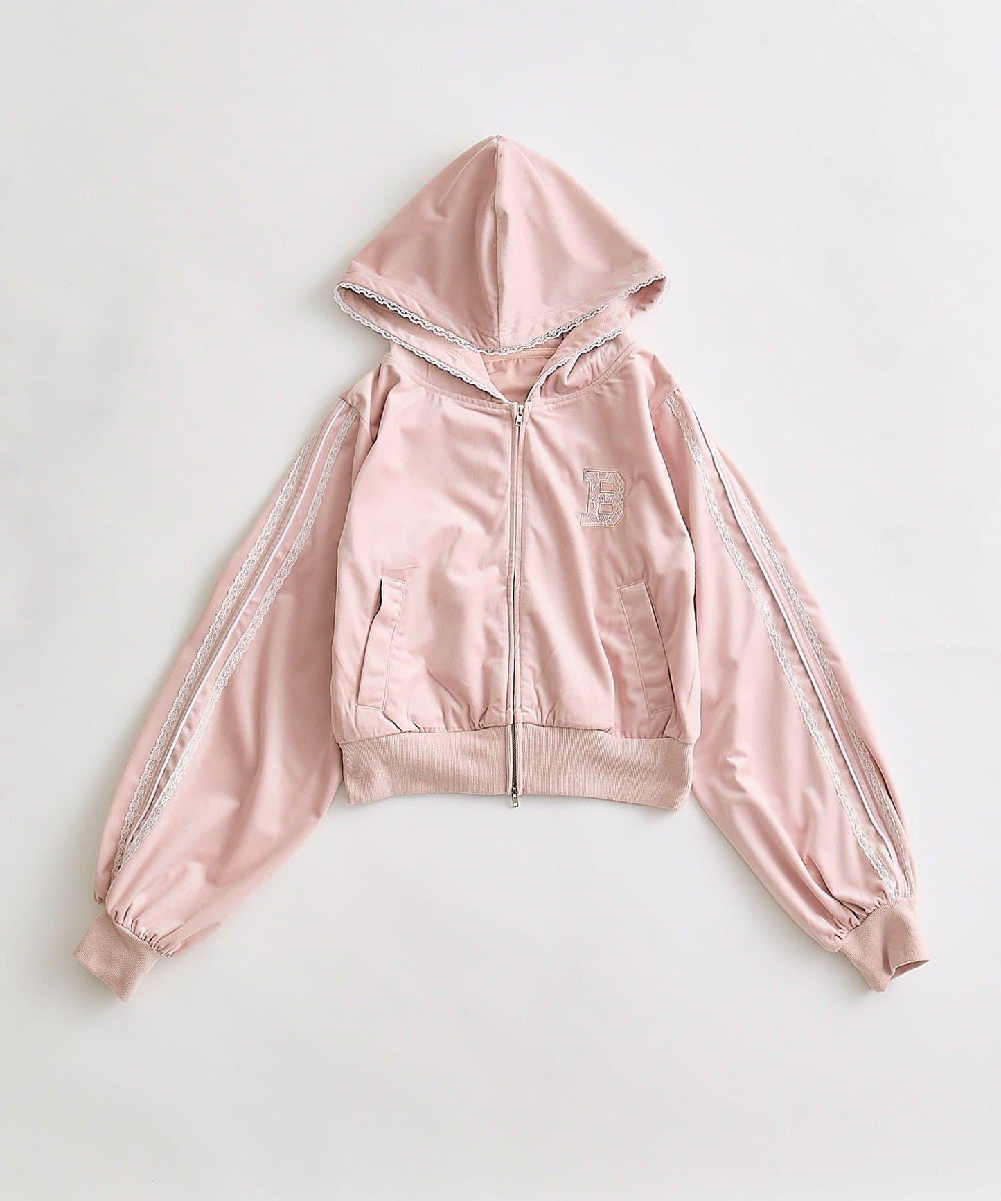 袖部條紋修身連帽衛衣