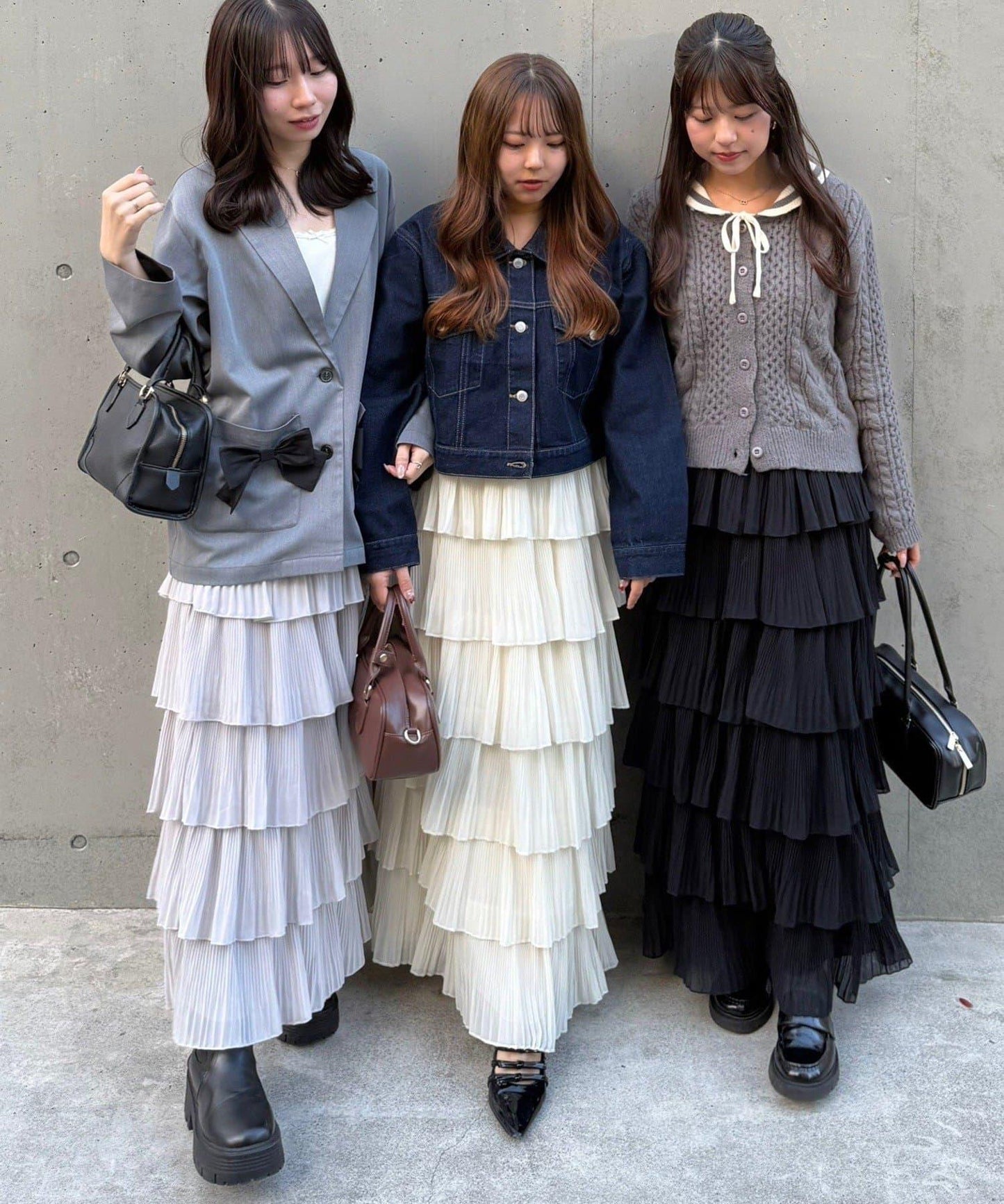 褶皺層疊設計 雪紡 半身裙