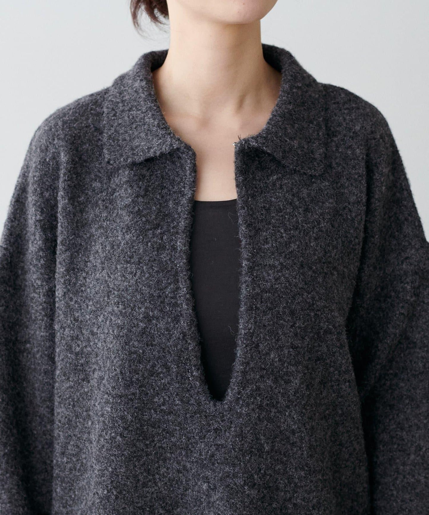 有領鑰匙領雜色針織上衣