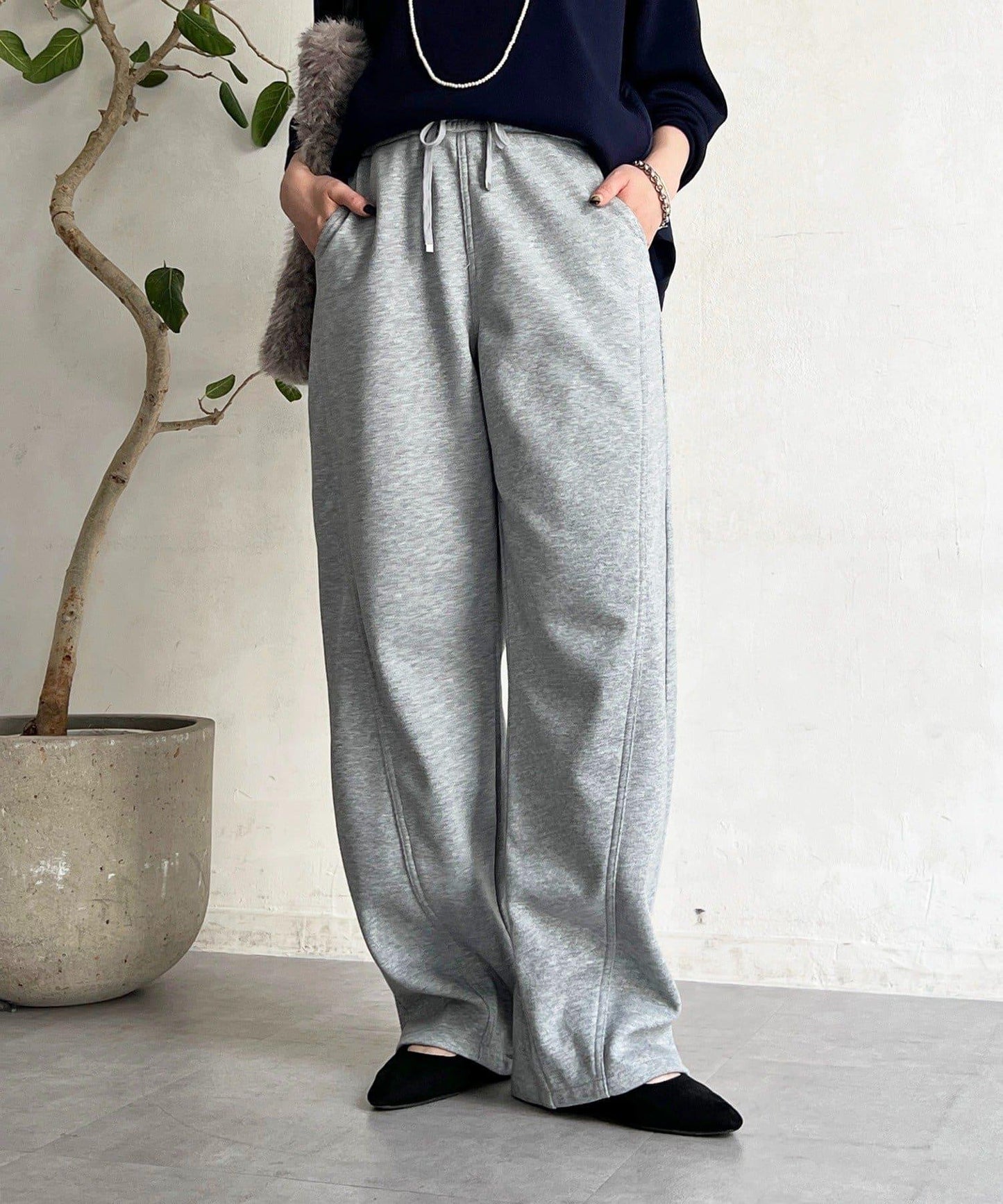 厚款複合面料褲子