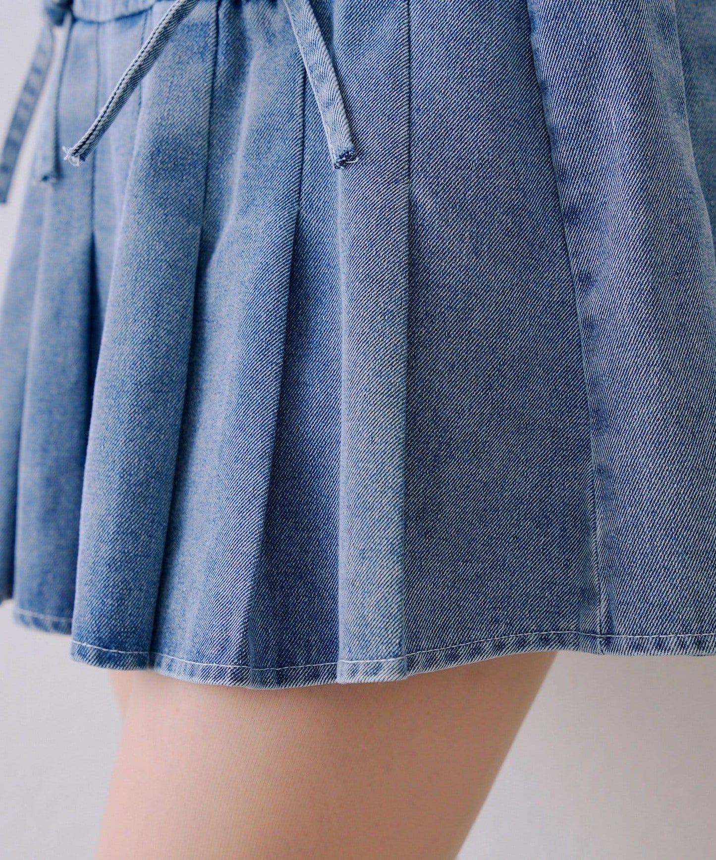 繫帶迷你百褶半身裙