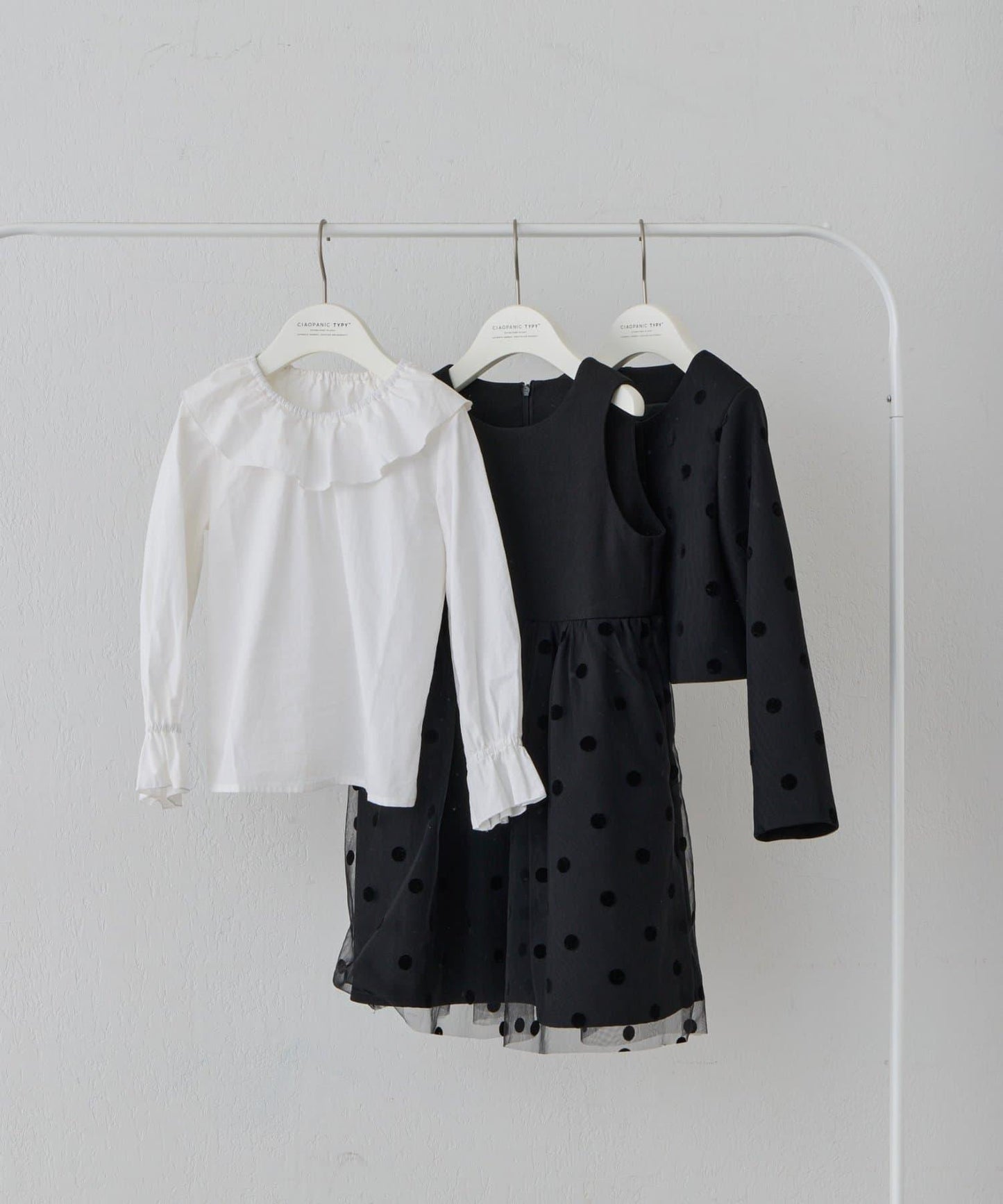 兒童禮儀 圓點網紗 夾克連衣裙套裝