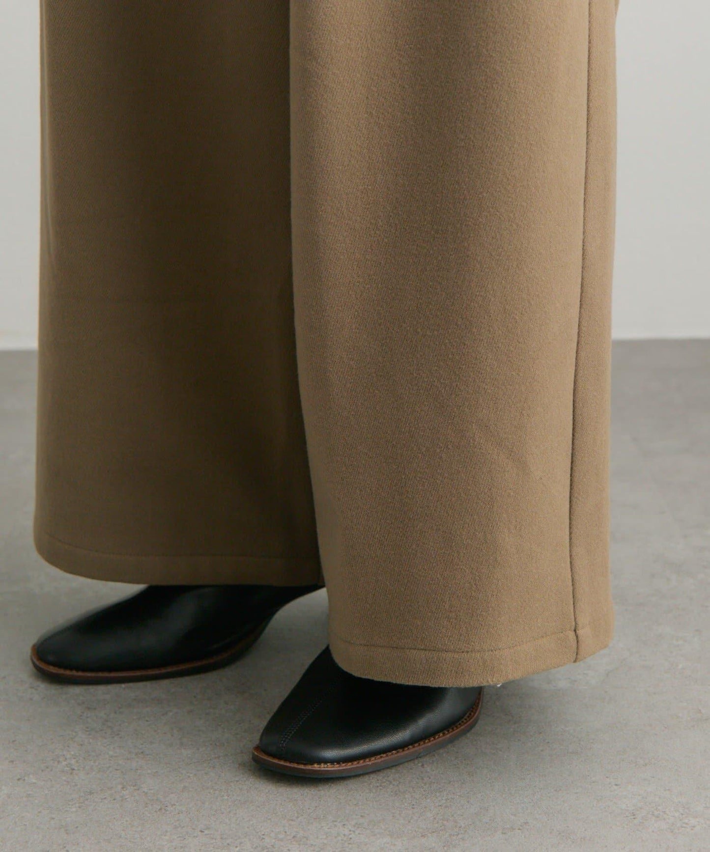 彈力加絨褶飾西褲