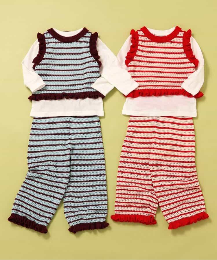 2P夏季針織背心長袖T恤套裝