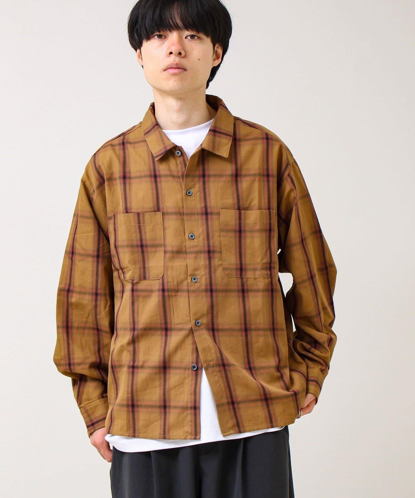 層次感色調 漸變格 長袖襯衫