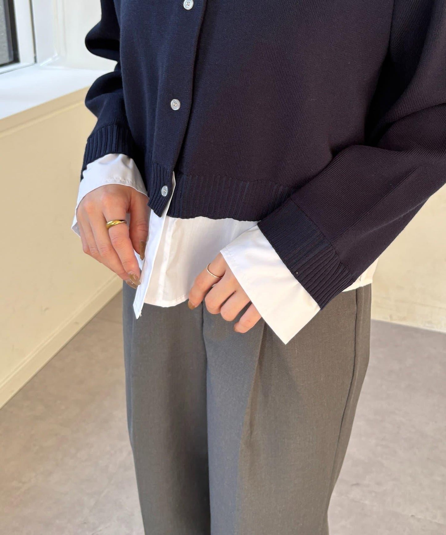 襯衫拼接 針織 套頭衫