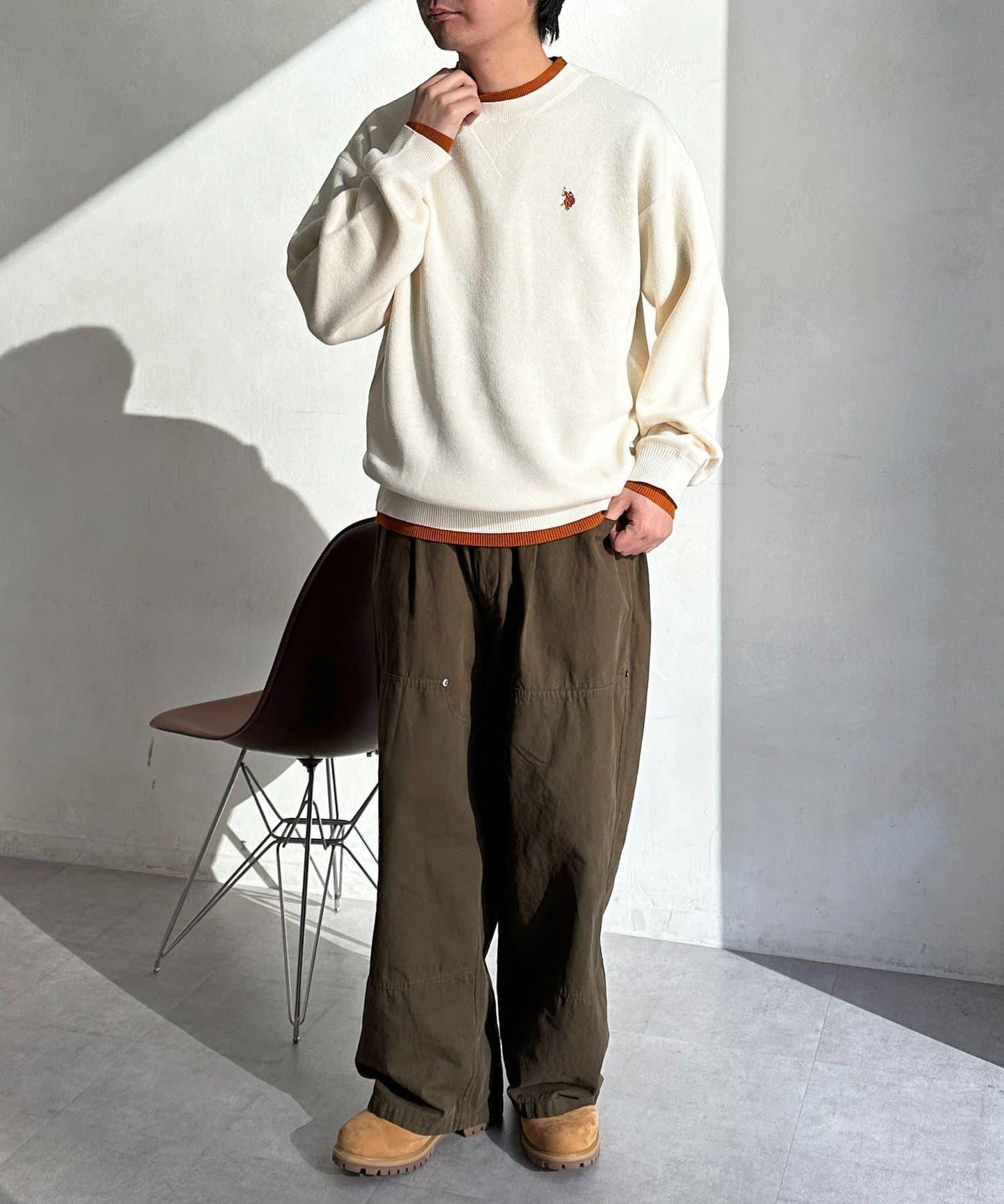 U.S. POLO ASSN. 撞色層疊設計圓領針織衫