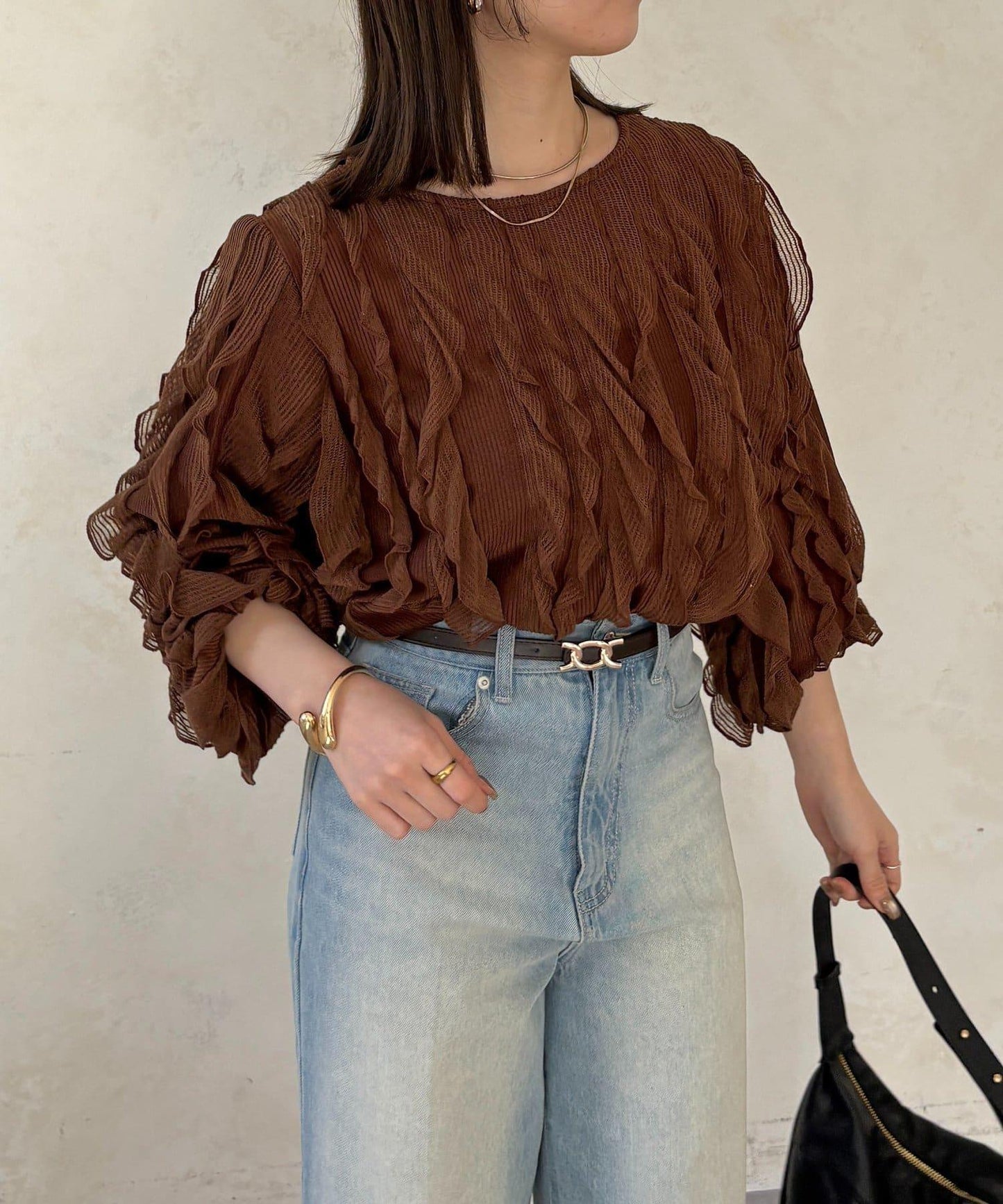 波浪荷葉邊設計 襯衫