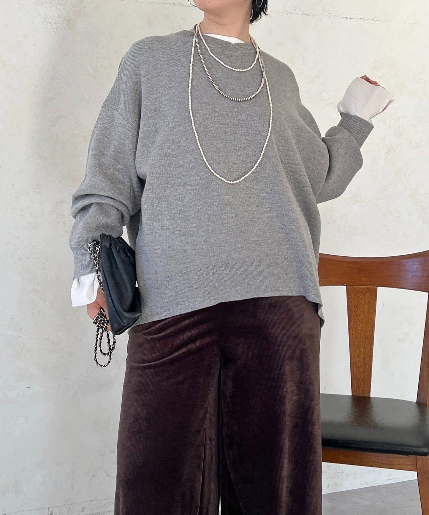 衛衣風亮絲針織上衣