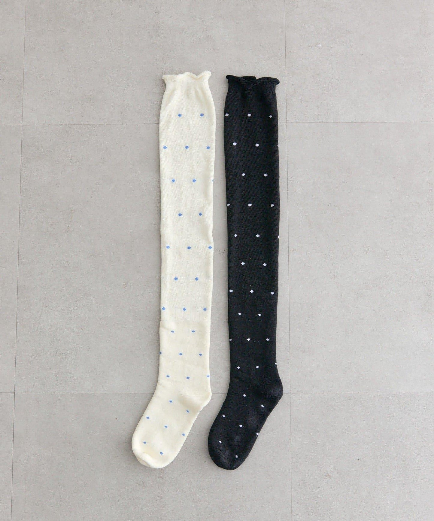 波點長筒襪