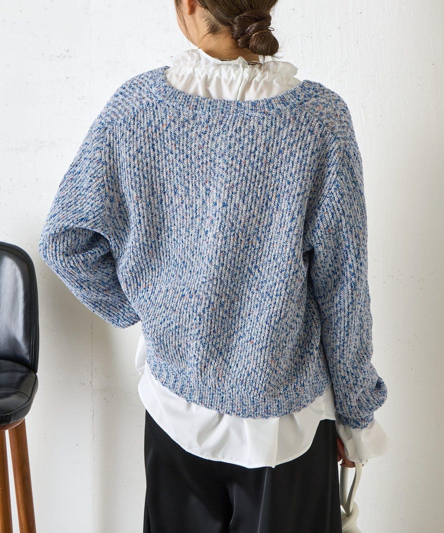 混色網眼針織開衫