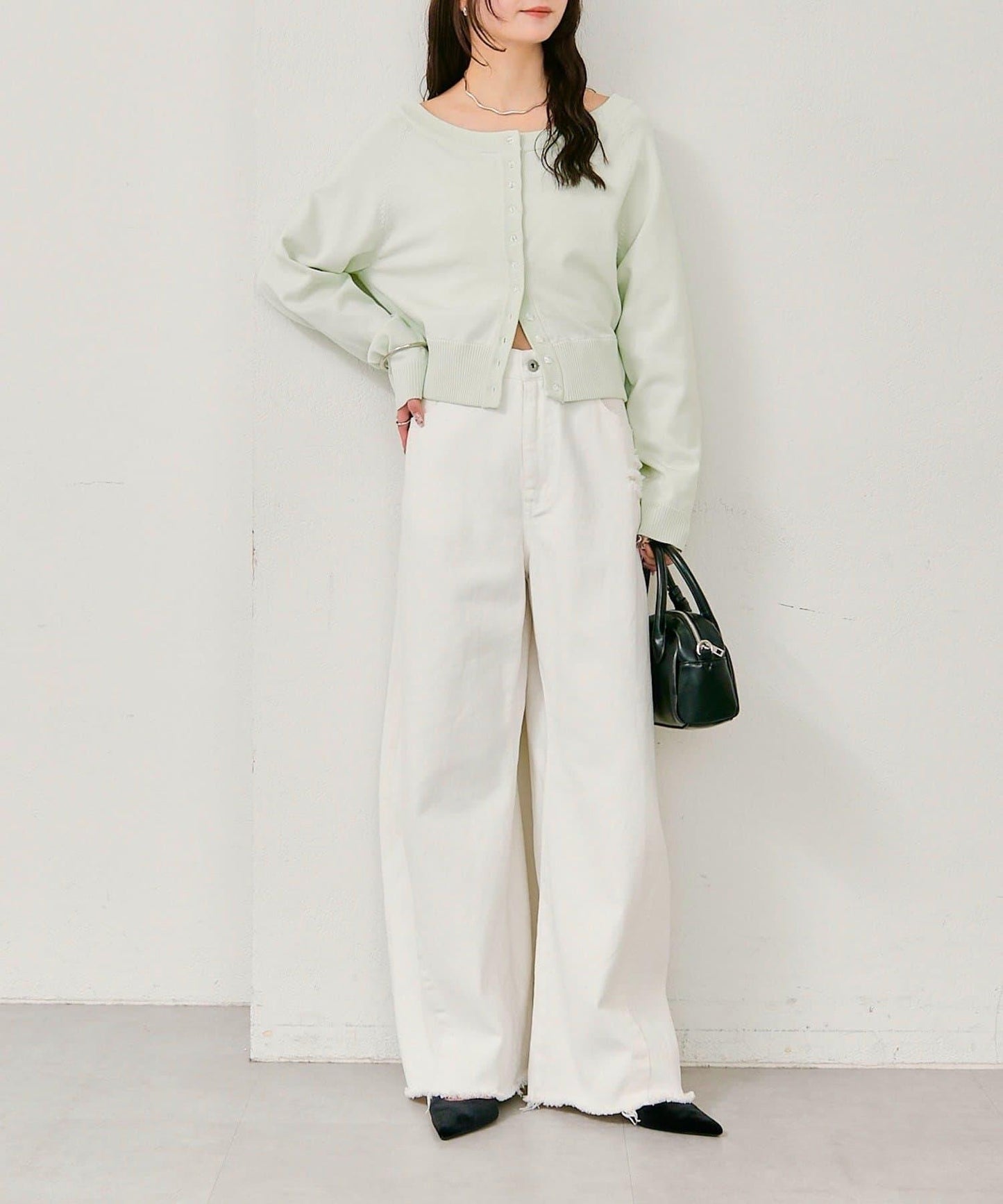 露肩開衩疊穿設計 針織上衣