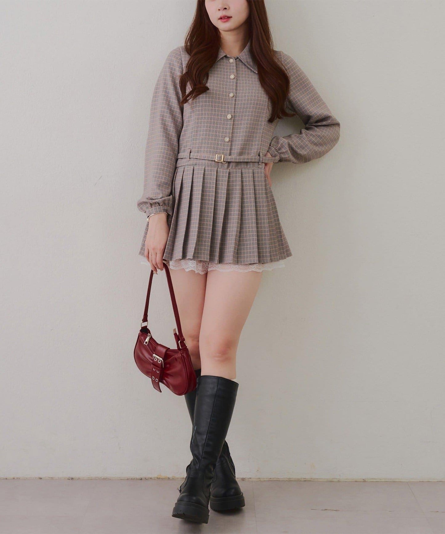 腰帶設計 襯衫風 迷你連衣裙