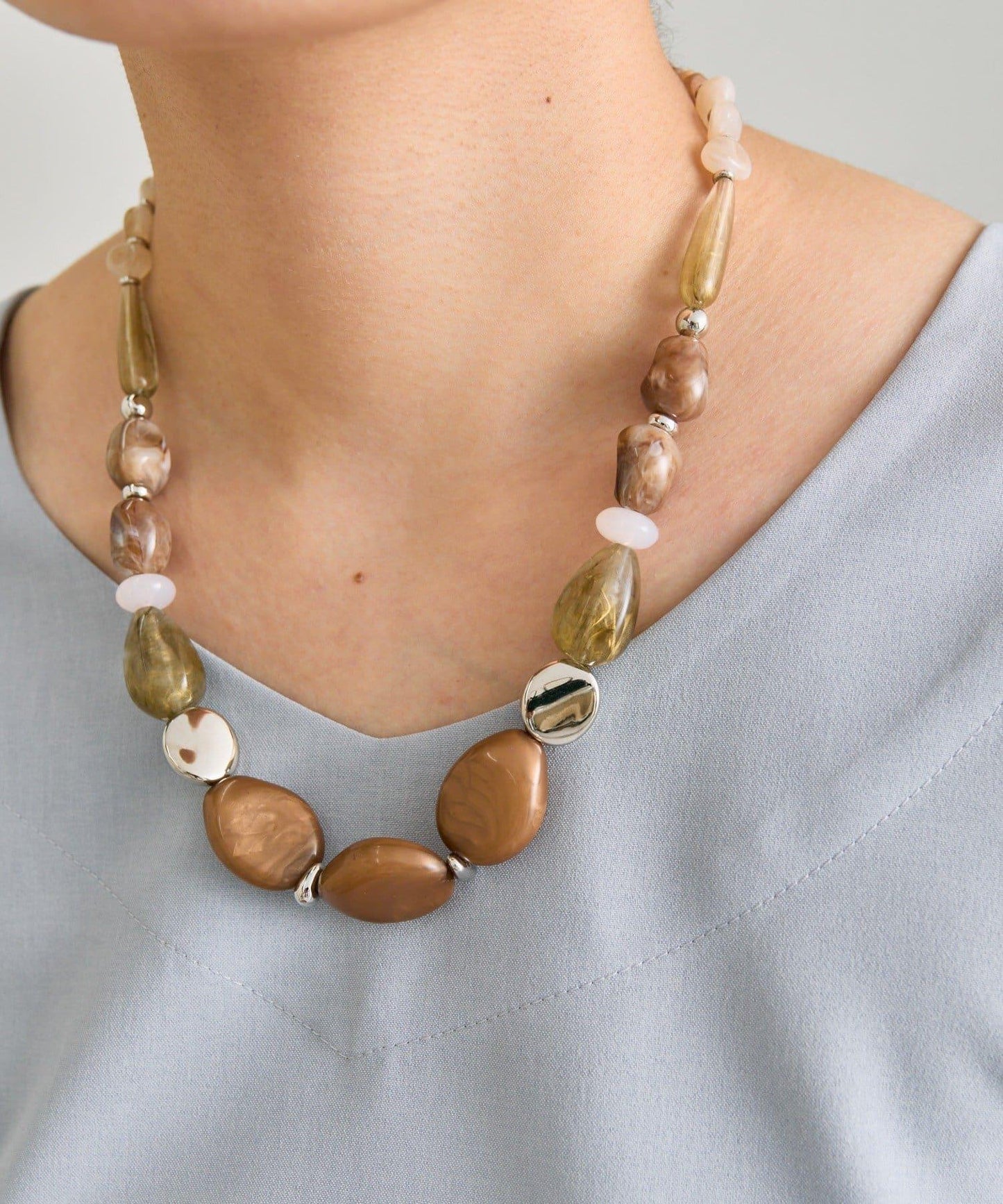 ear PAPILLONNER 混色大理石紋樹脂項鍊