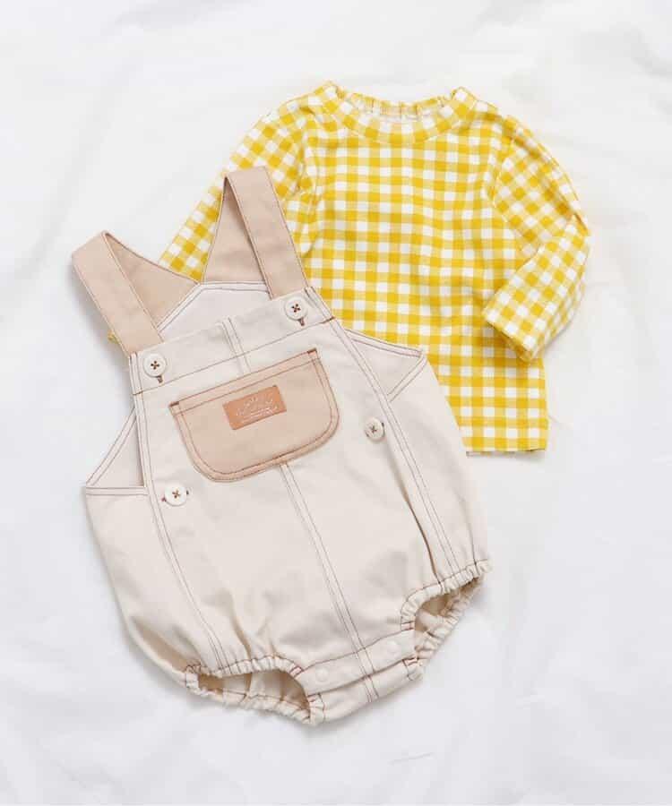 配色拼接揹帶褲+T恤套裝