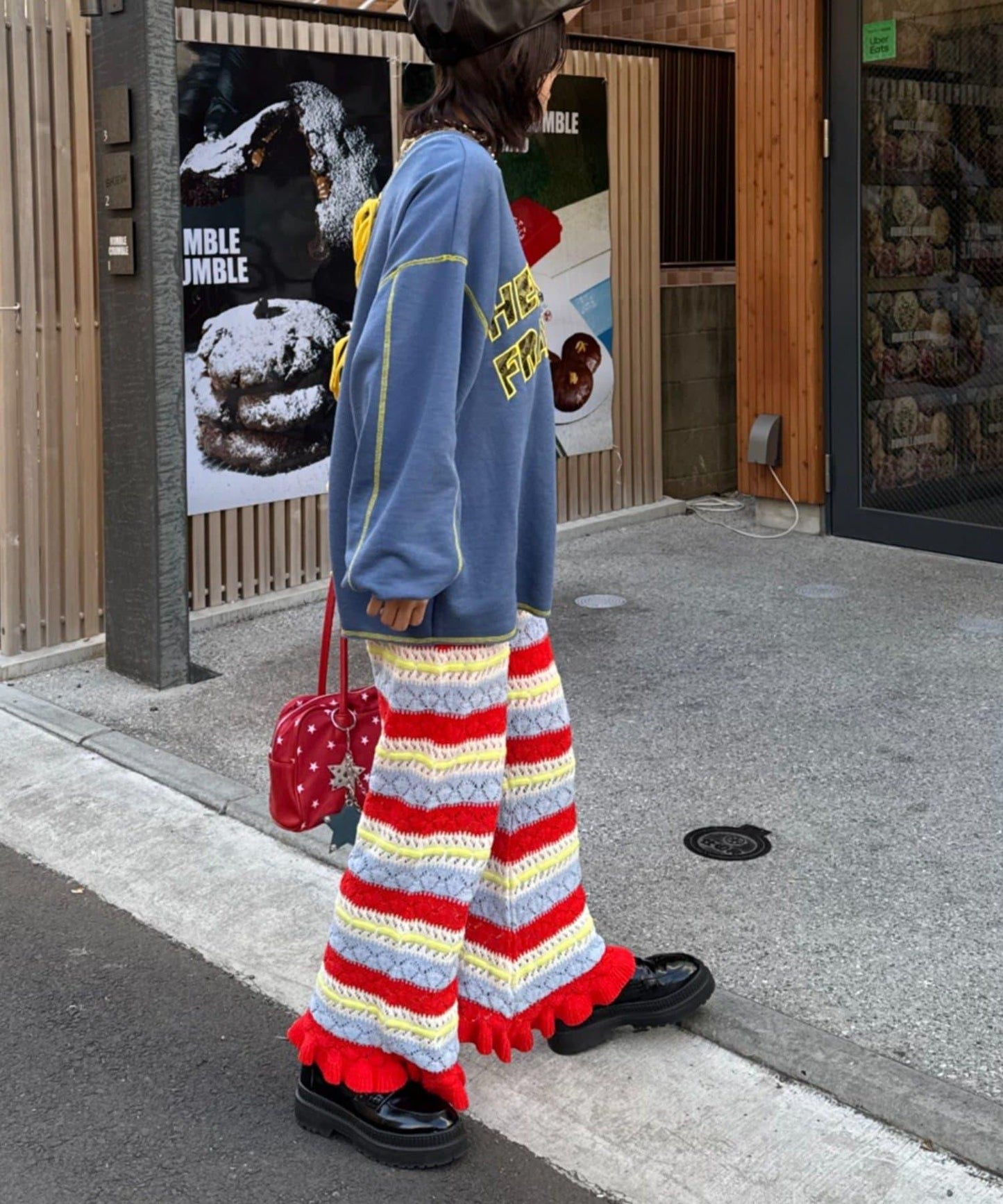 HELLO.SANFRANCISCO 鏤空條紋 針織褲