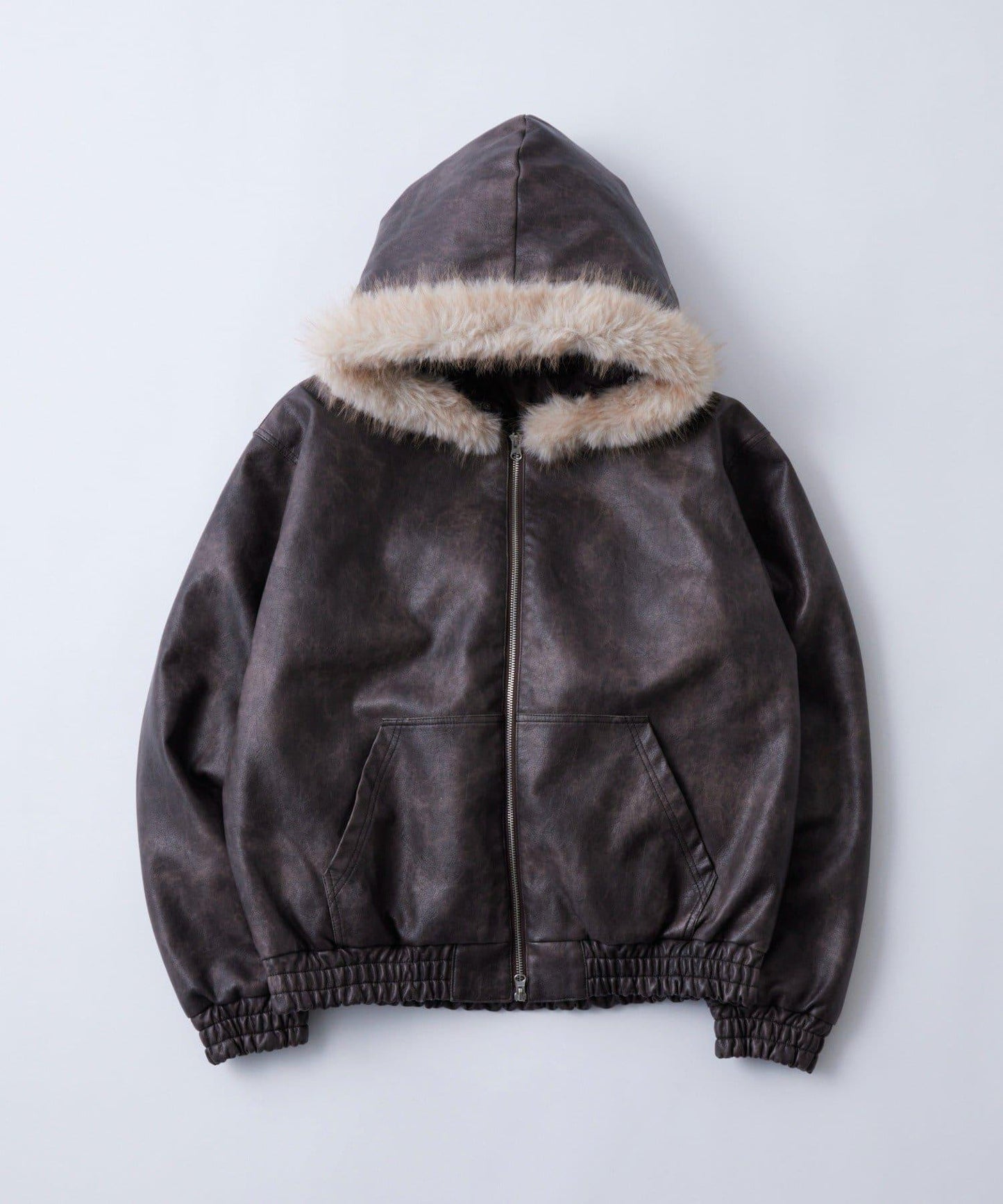 復古皮革毛絨連帽短外套 VINTAGE LEATHER FUR HOOD BLOUSON