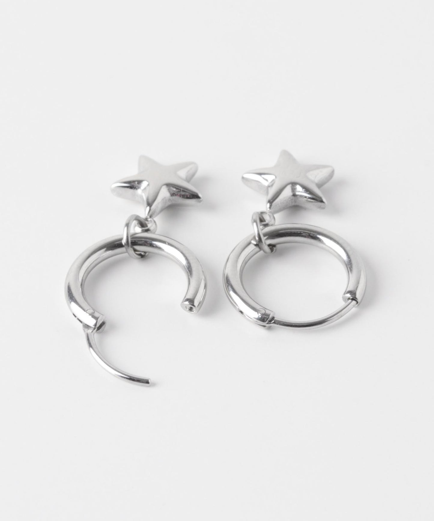 不鏽鋼星形吊墜圈式耳環