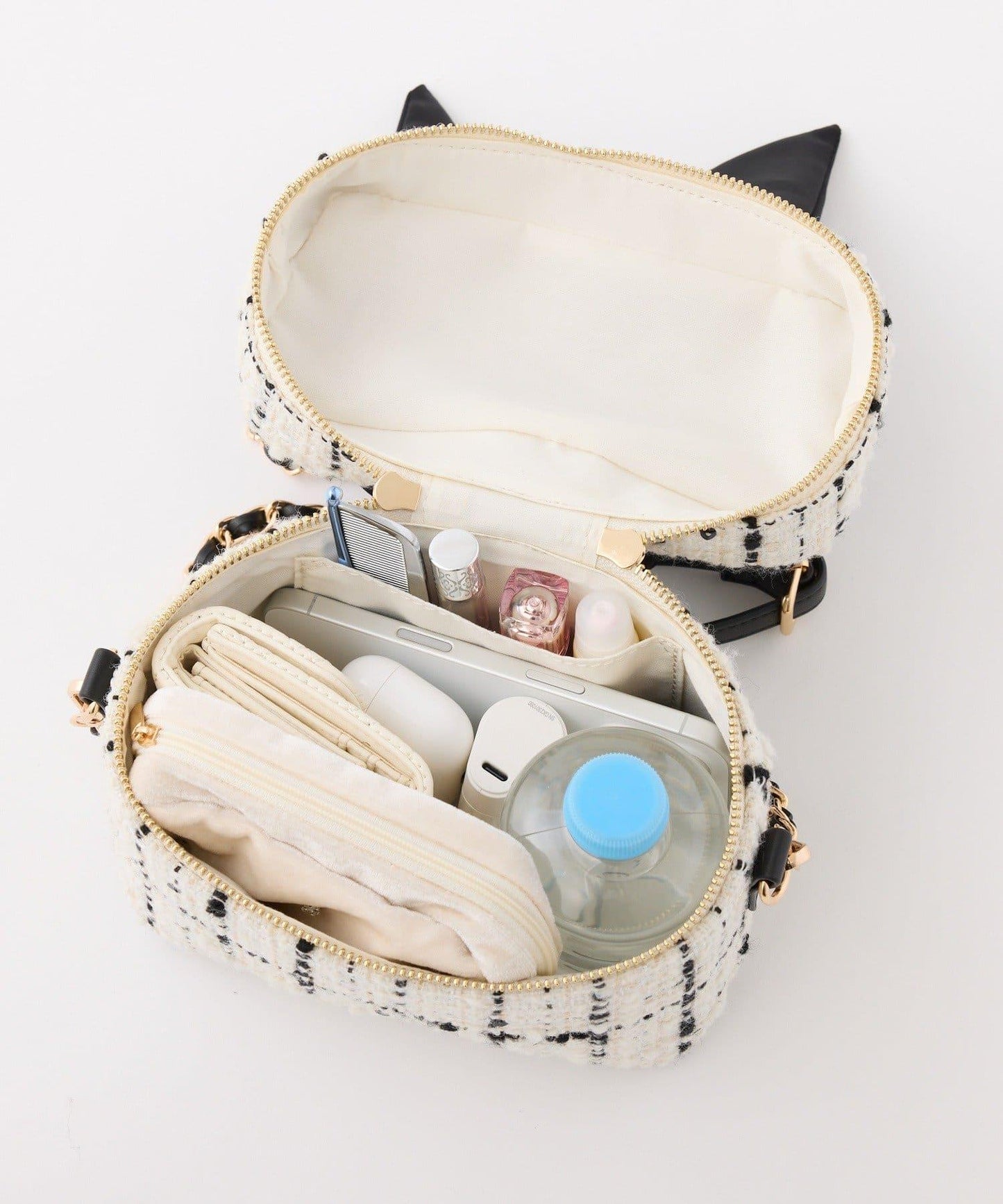 褶皺手柄 粗花呢 方盒包