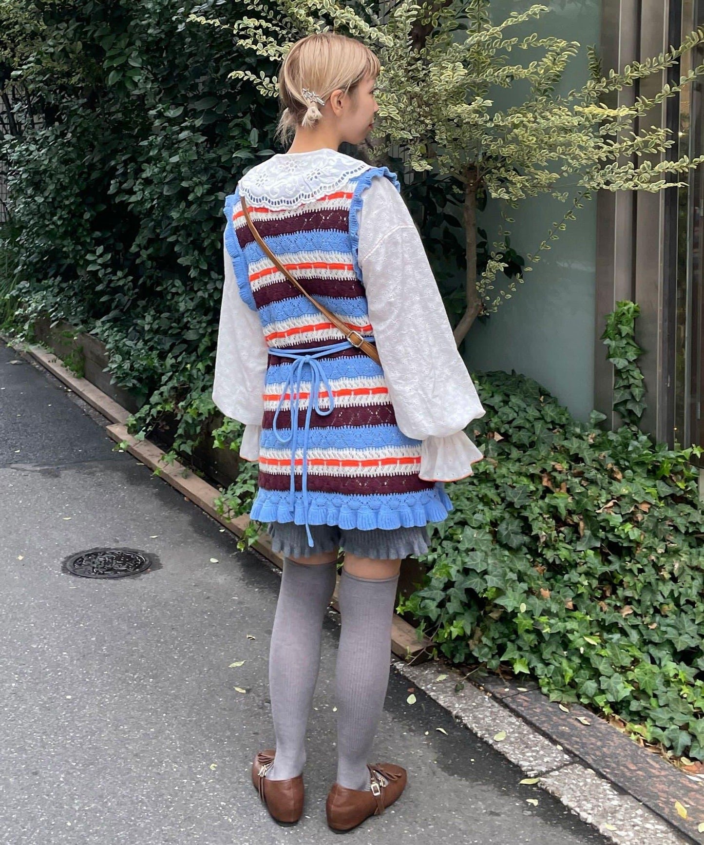 HELLO.SANFRANCISCO 鏤空條紋針織長款上衣