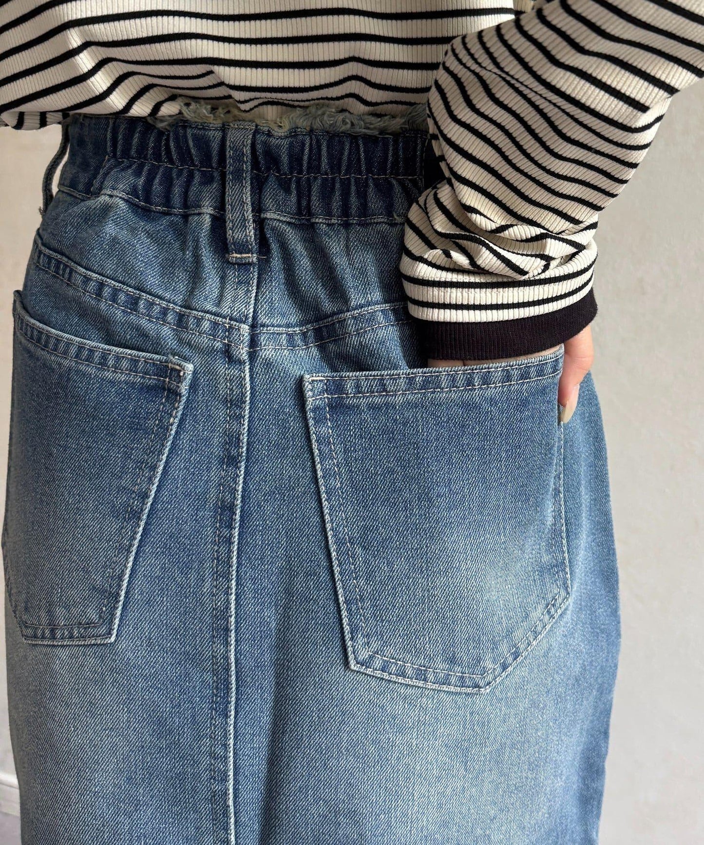 流蘇美人魚版型牛仔半身裙