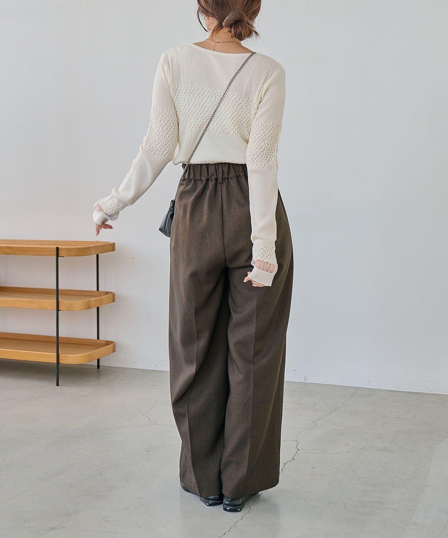 褶皺設計 針織上衣