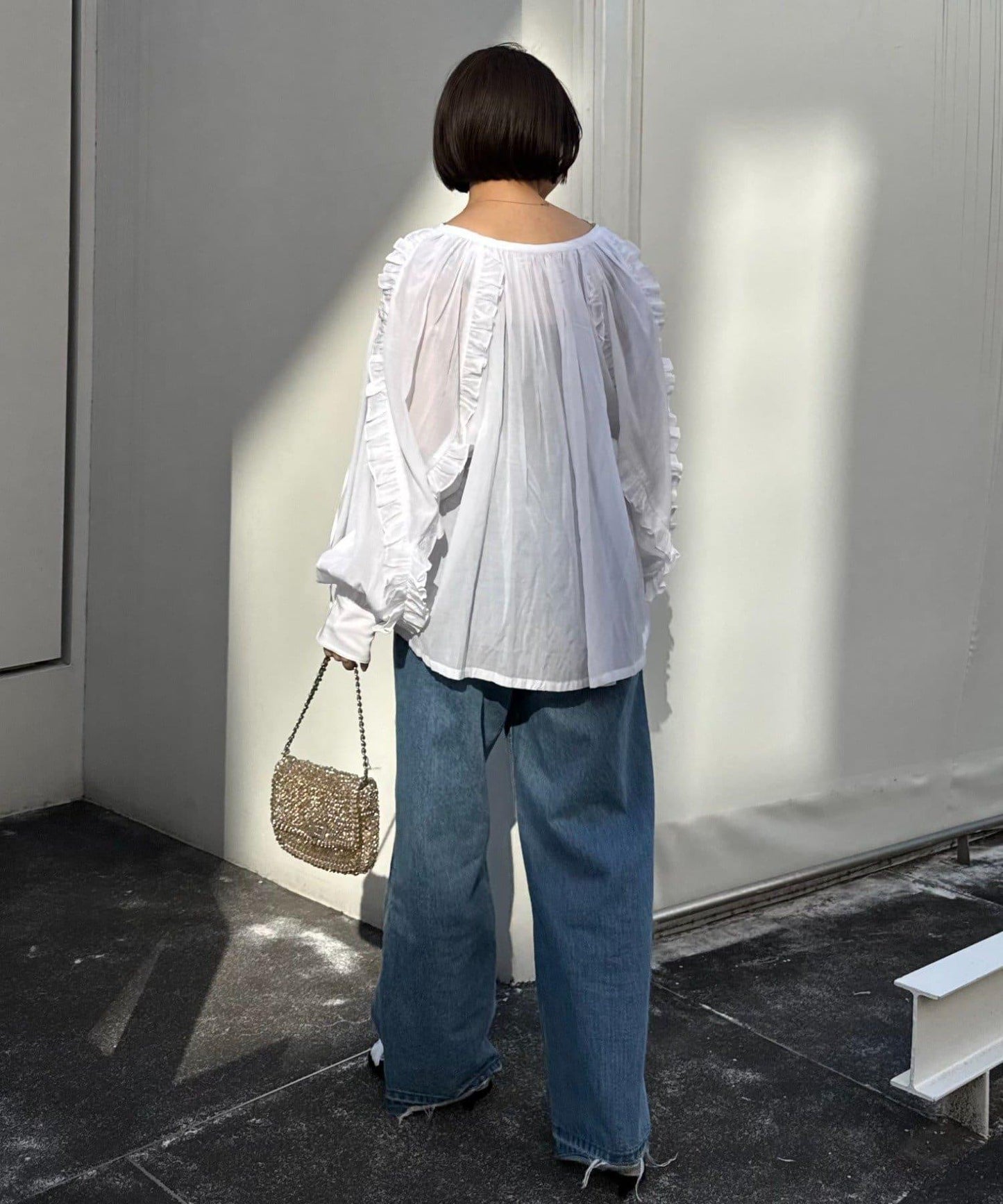 willow 透紗蓬鬆荷葉邊襯衫