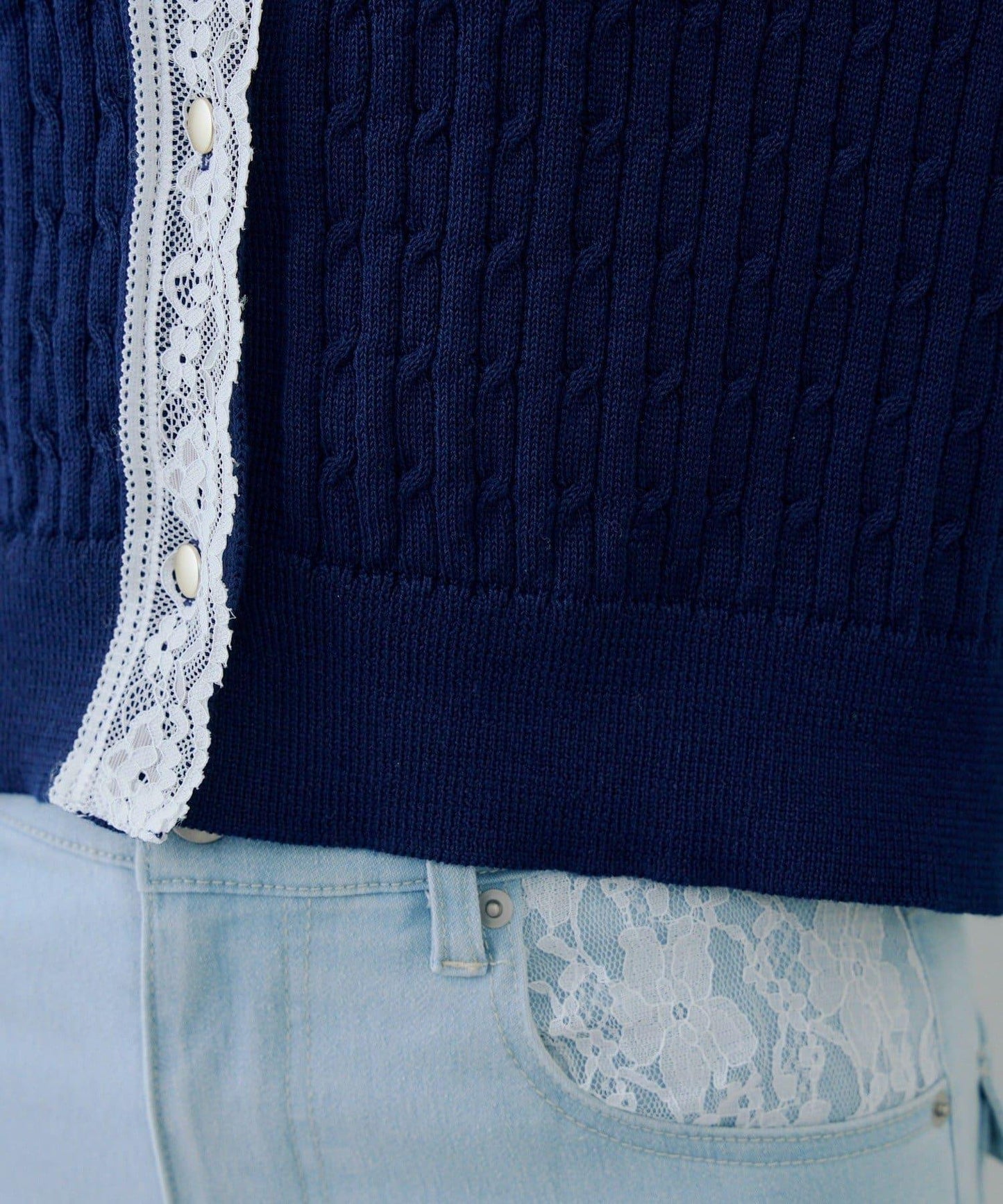 RMAF 麻花紋蕾絲設計 針織開衫