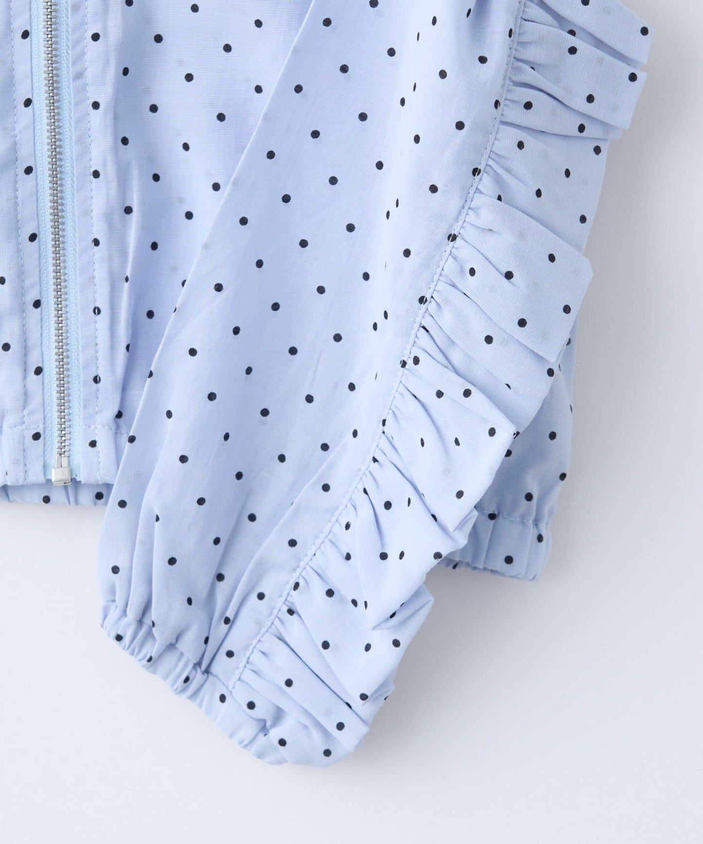 童裝 透紗波點荷葉邊 連帽外套