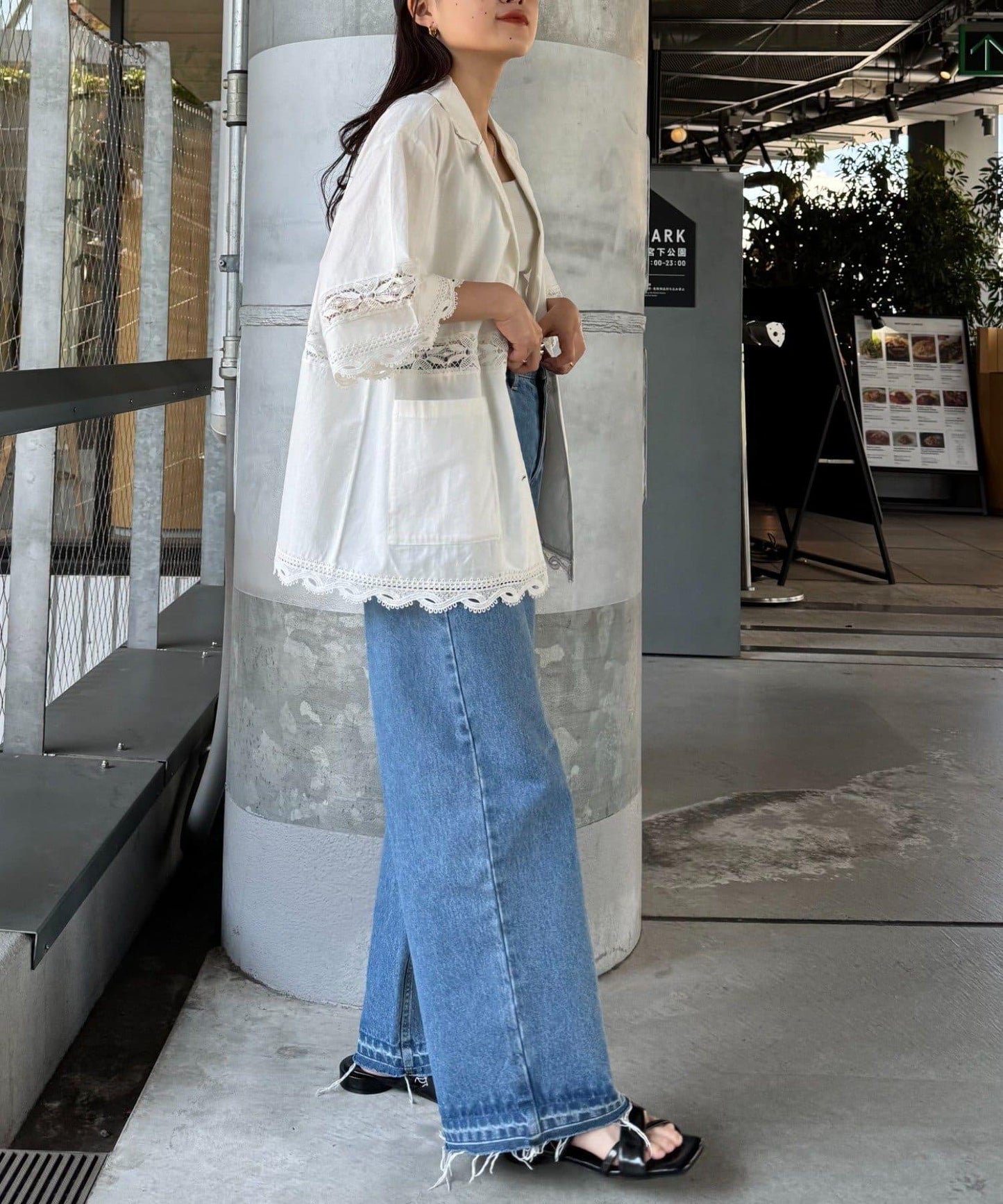 CIAOPANIC TYPY 蕾絲拼接寬鬆五分袖夾克