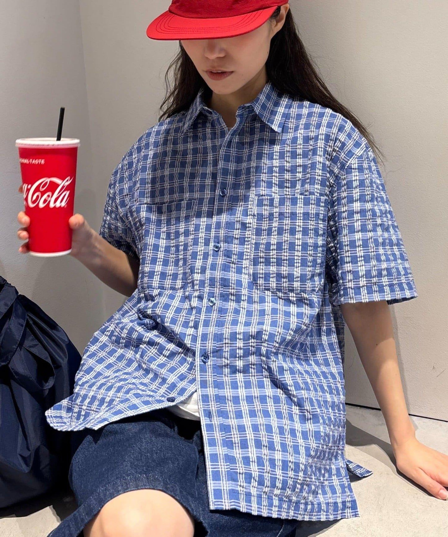 CIAOPANIC TYPY 立體格紋短袖襯衫