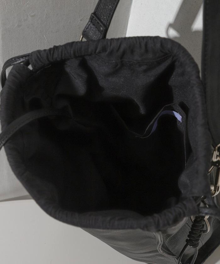 撥水牛皮 豎款束口 2WAY Leather Shoulder Bag 3 單肩包