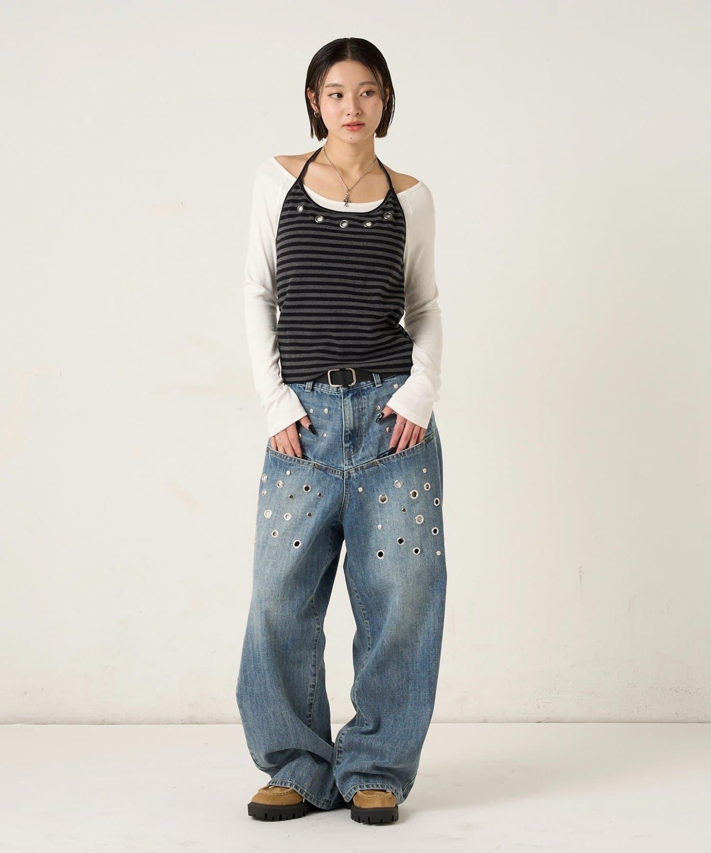 EYELET SLAPOKE BLAST DENIM 牛仔褲